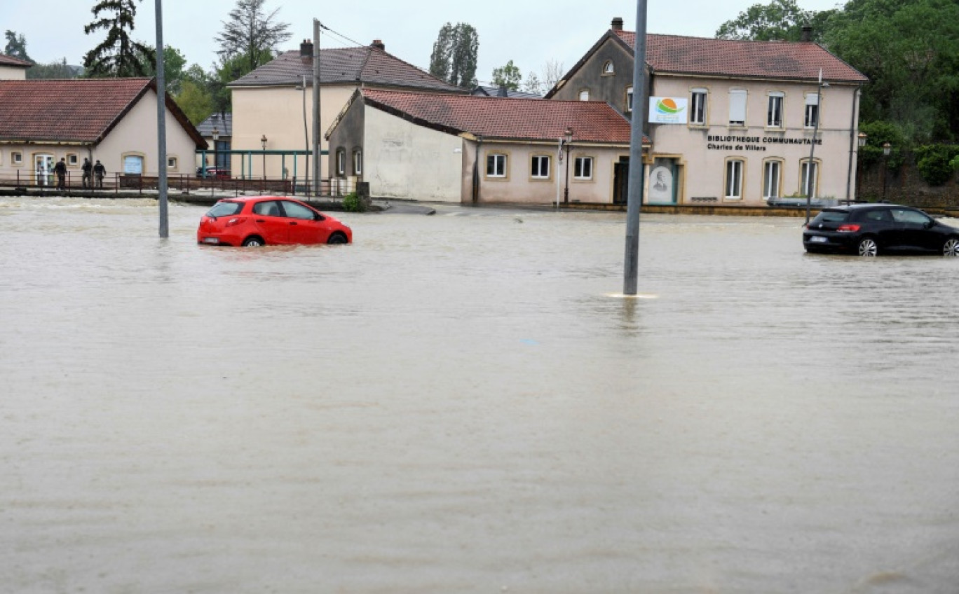 Une rue inondée à Boulay-Moselle, dans le département de la Moselle, le 17 mai 2024 © Jean-Christophe VERHAEGEN