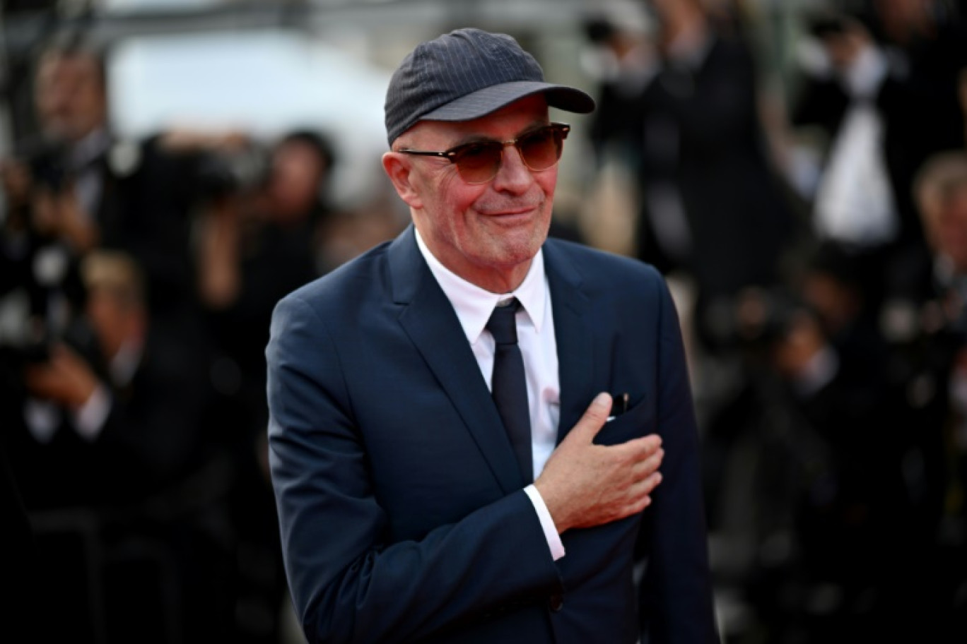 L'équipe du film de Jacques Audiard "Emilia Perez" avant sa projection, le 18 mai 2024 au Festival de Cannes © Antonin THUILLIER