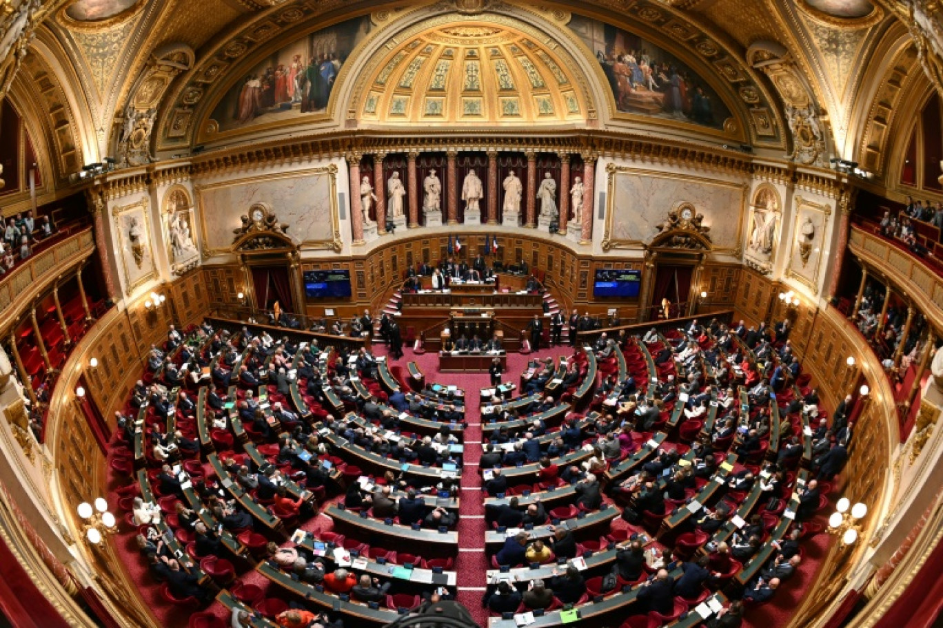 Une vue d'une séance au Sénat à Paris, le 2 avril 2024 © Bertrand GUAY