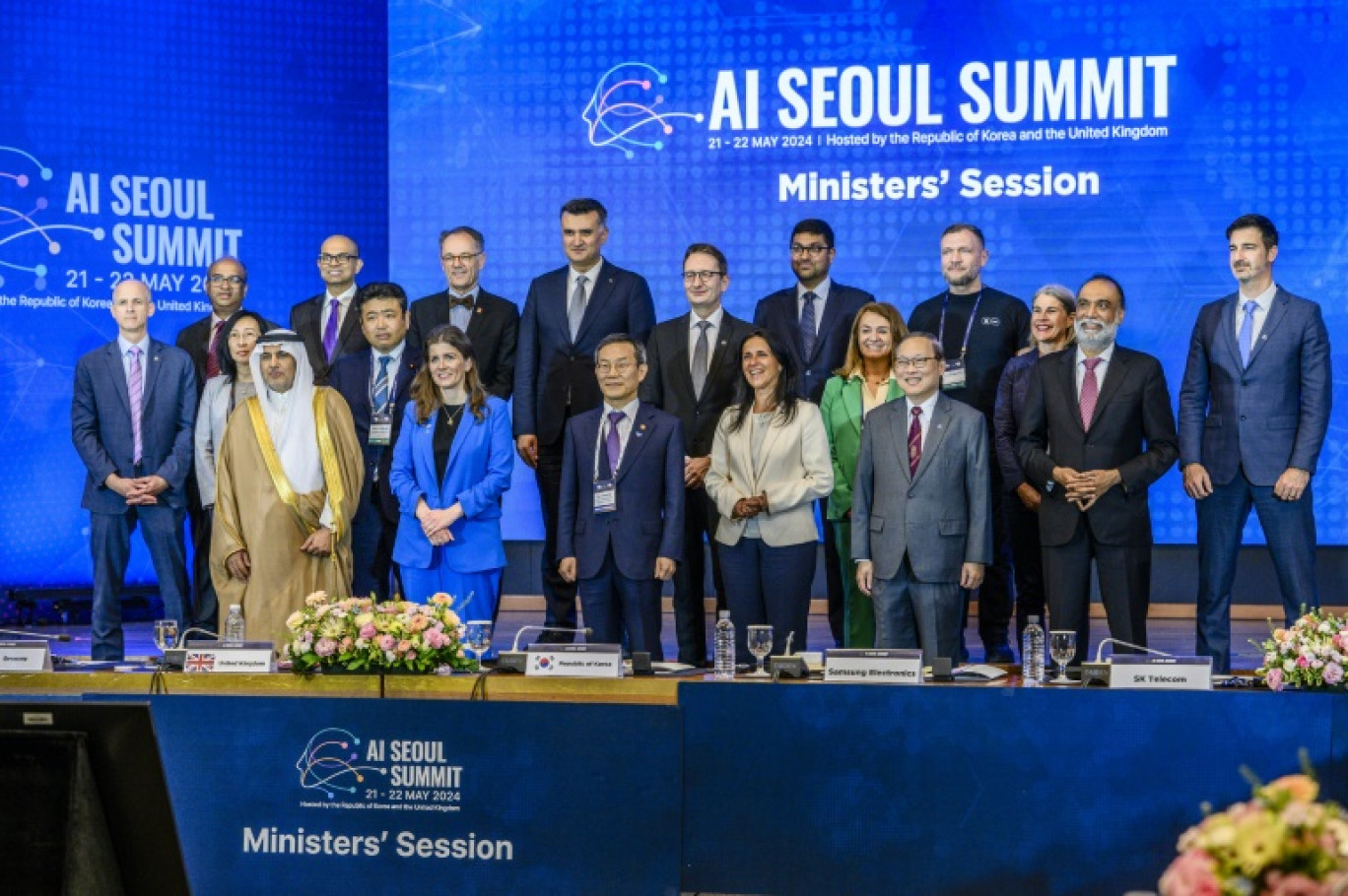 Les participants ministériels au deuxième "sommet" mondial sur l'intelligence artificielle (IA) à Séoul, le 22 mai 2024 © ANTHONY WALLACE