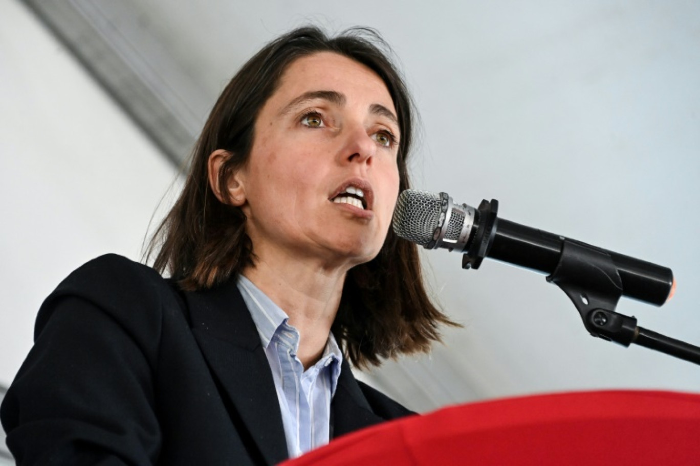 La secrétaire générale de la CGT Sophie Binet, le 17 avril 2024 à Cordemais © Sebastien SALOM-GOMIS