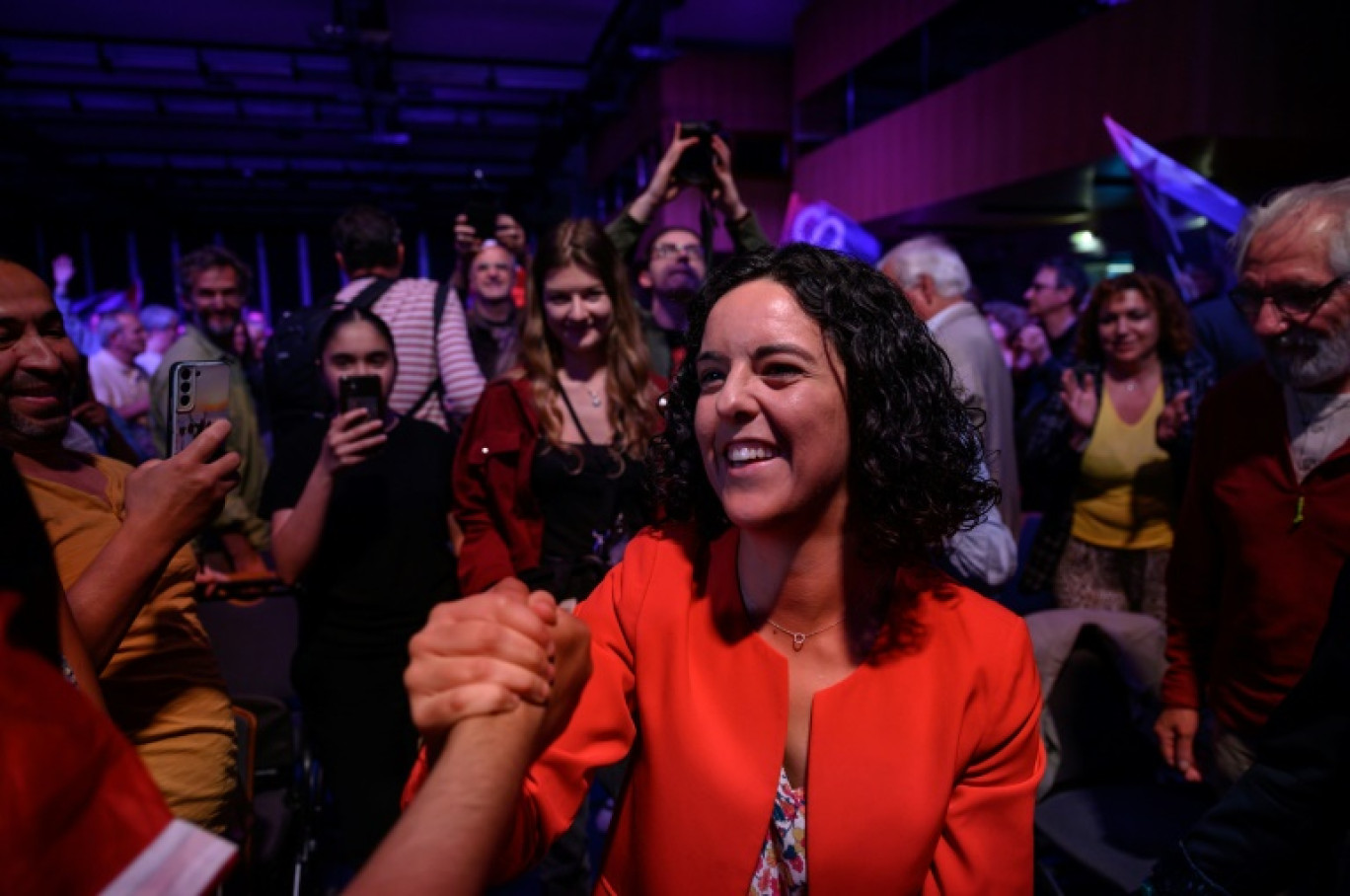 La tête de liste LFI aux élections européennes, Manon Aubry, à Toulouse le 1er juin 2024 © Ed JONES