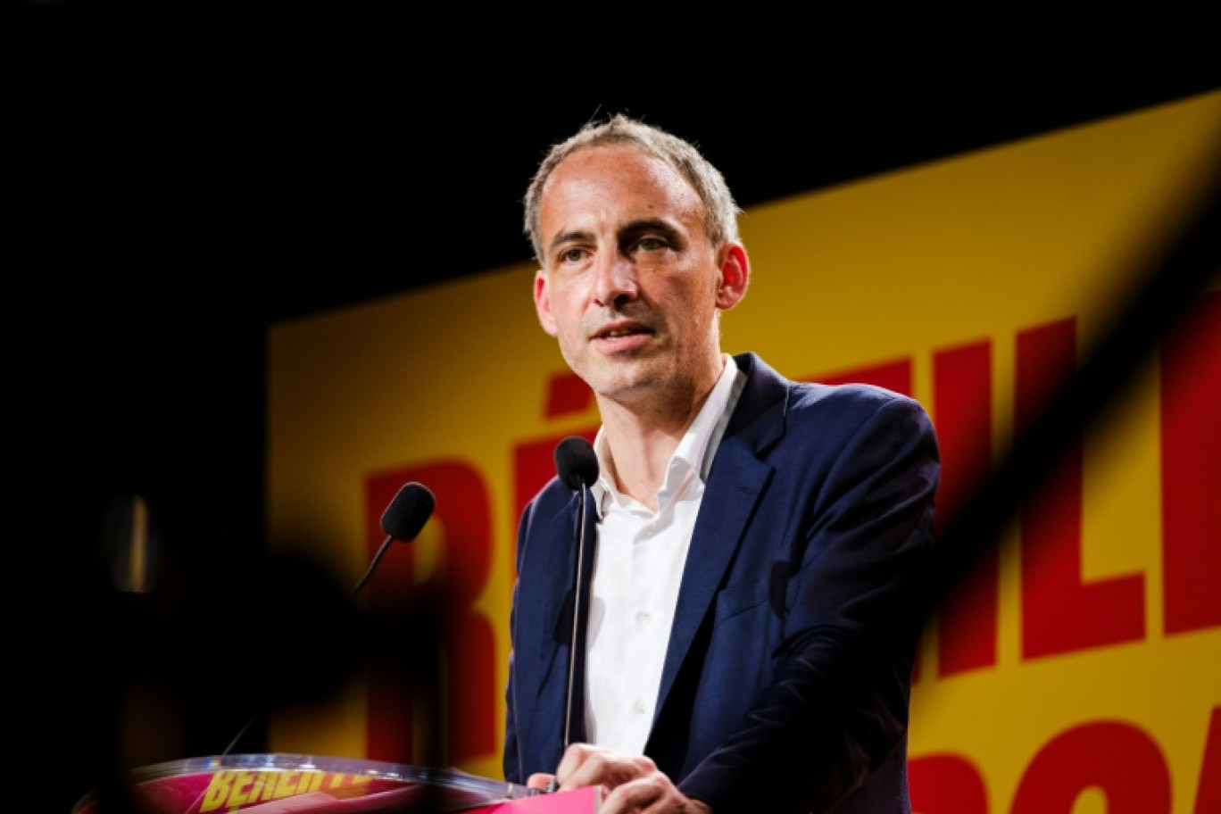 La tête de liste PS/Place publique aux élections européennes, Raphaël Glucksmann, le 1er juin 2024, à Marseille © DAVID COSTA