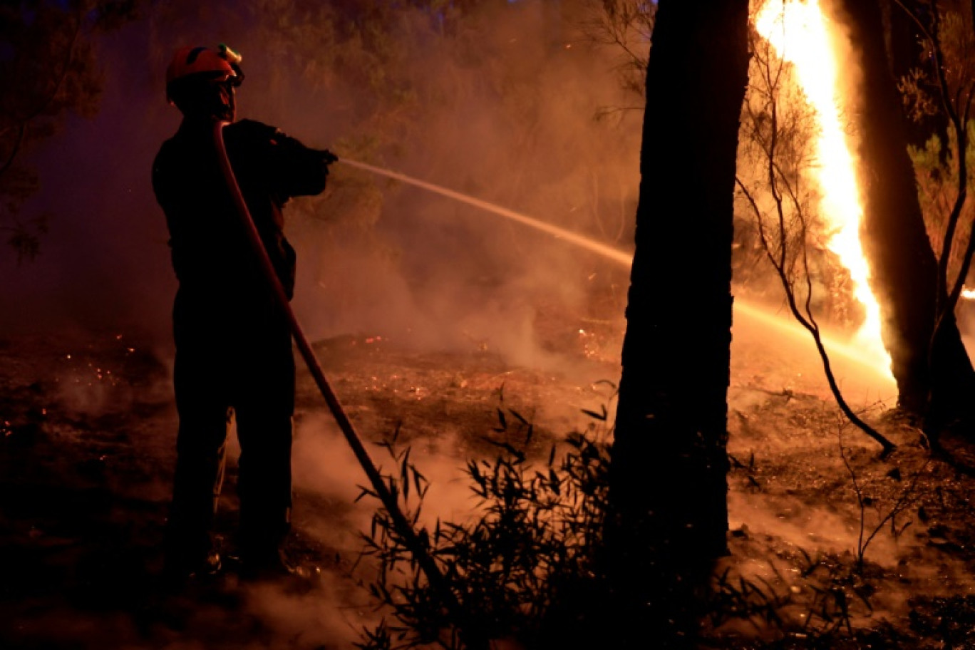 Un pompier mobilisé le 11 juin 224 sur un incendie de forêt qui s'est déclaré à Vidauban, dans le Var © Valery HACHE