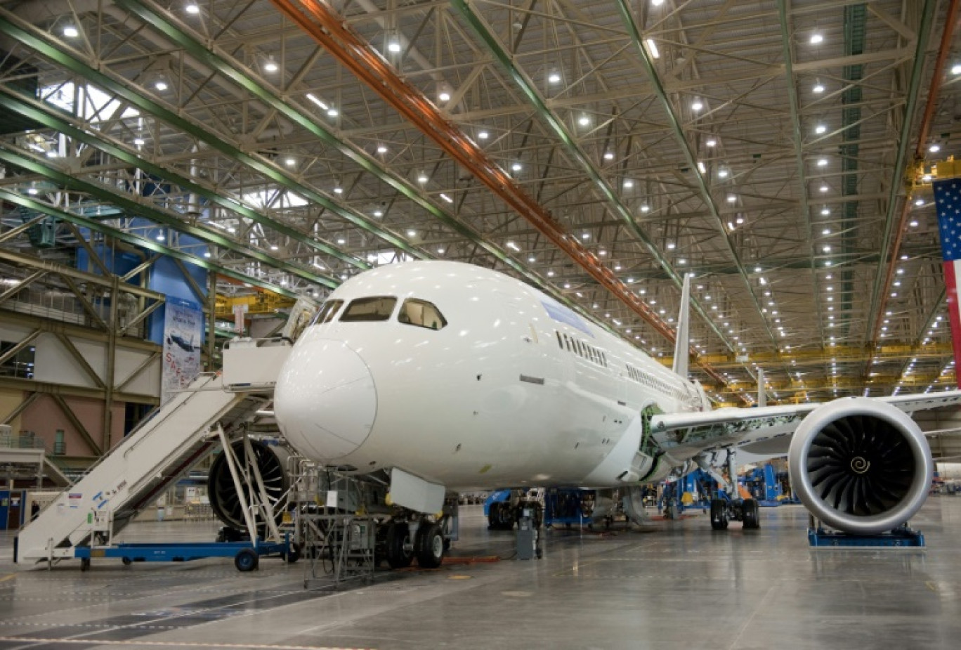 -Une chaîne d'assemblage du Boeing 787 Dreamliner à Everett, le 17 février 2012 à Washington © SAUL LOEB