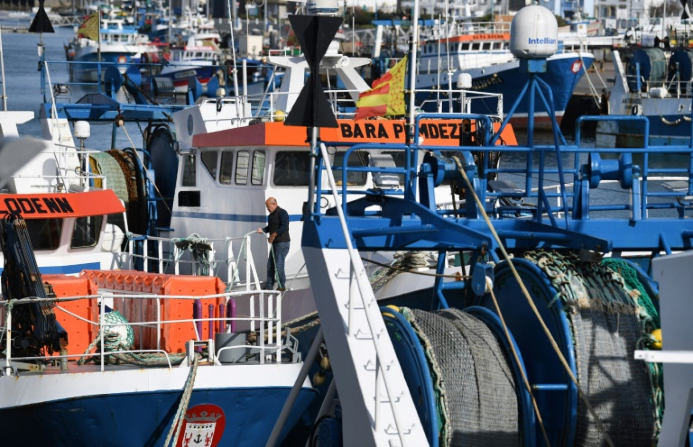 Des bateaux de pêche au port du Guilvinec, dans le Finistère, le 14 mars 2022 © FRED TANNEAU