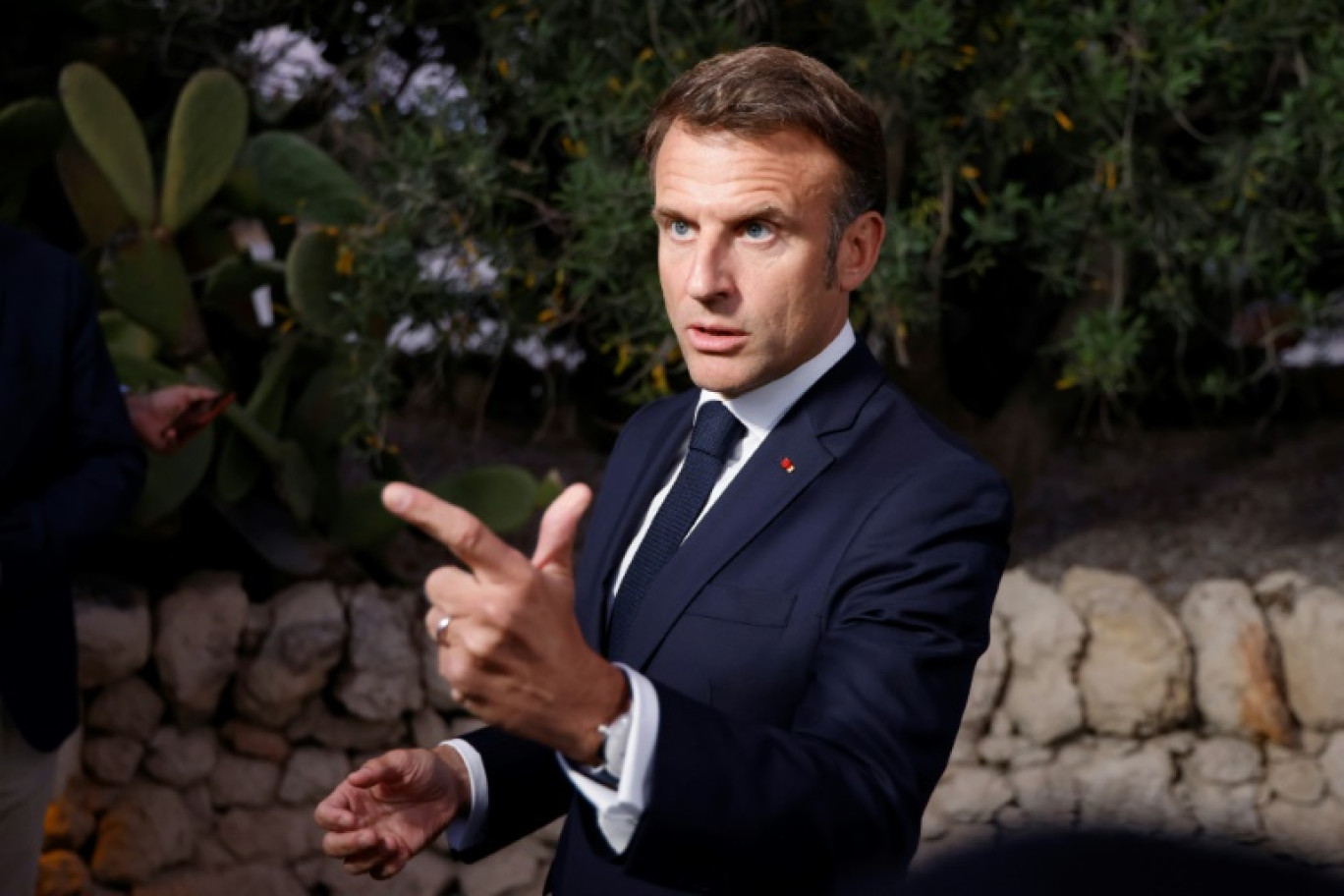 Emmanuel Macron lors du G7 au Borgo Egnazia à Savelletri près de Bari dans les Pouilles en Italie, le 14 juin 2024 © Ludovic MARIN