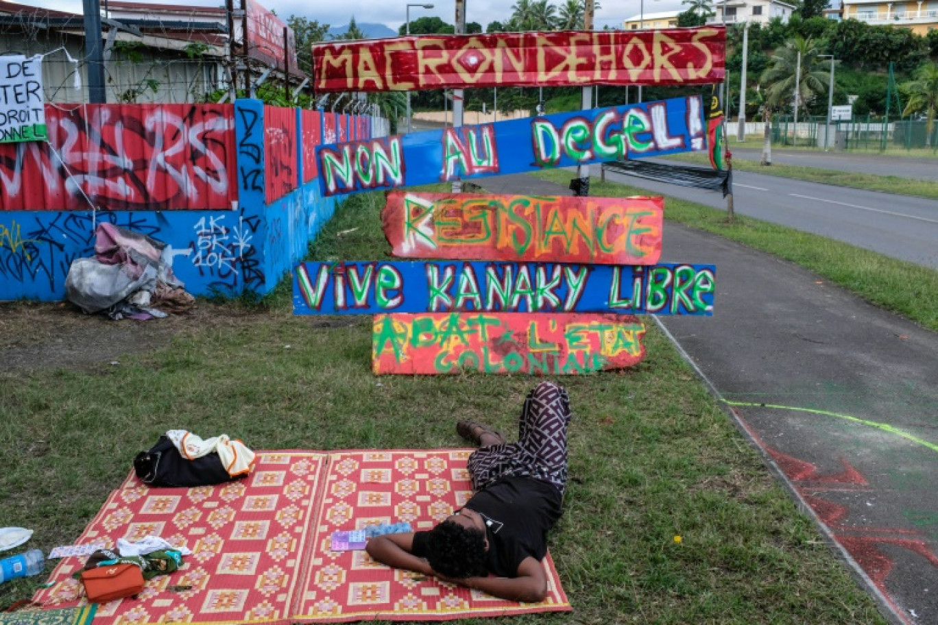 Un campement indépendantiste dans le quartier de Rivière Salée à Nouméa, le 12 juin 2024 © Thomas BERNARDI