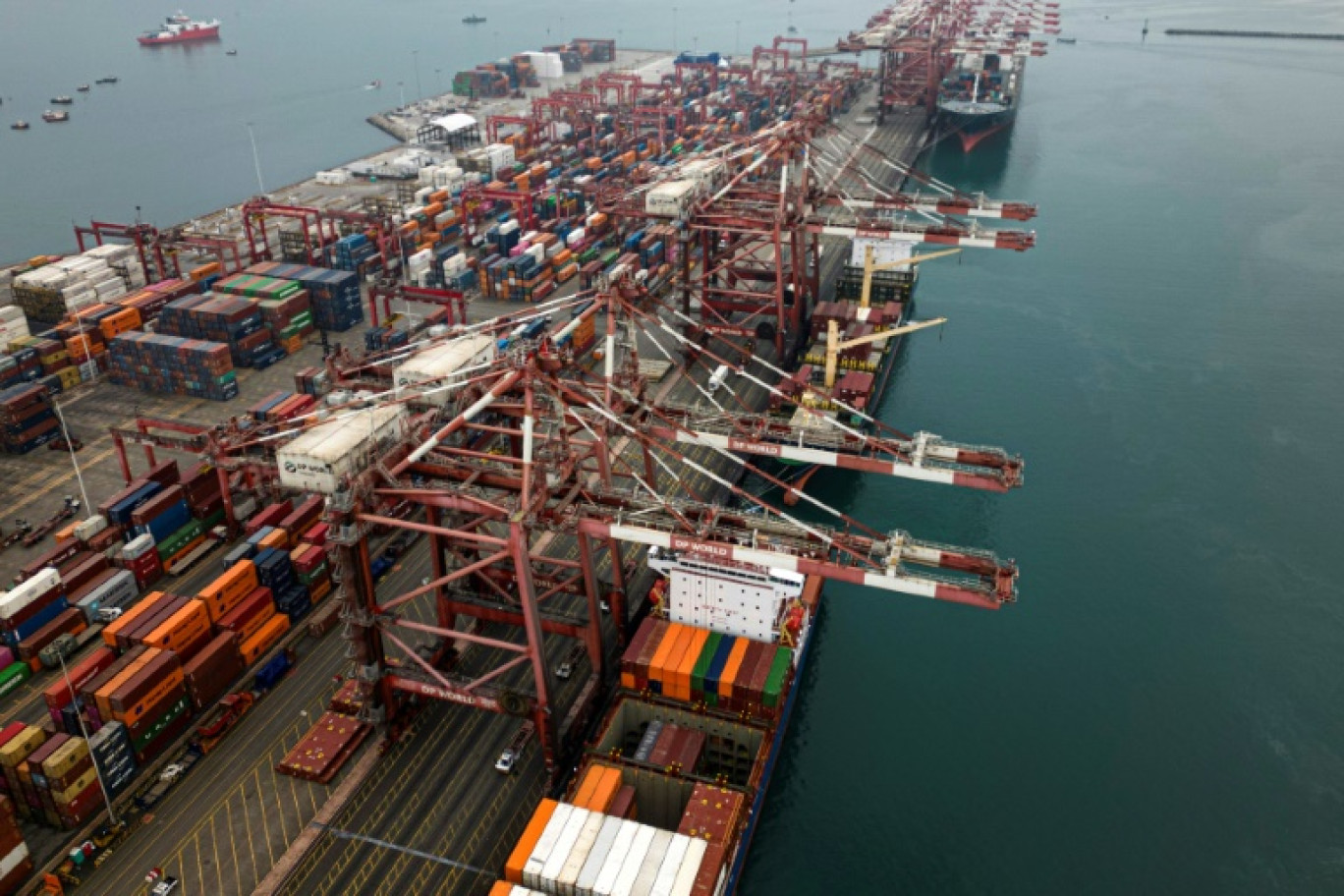 Vue aérienne du terminal portuaire de Callao, à Lima, prise le 20 juin 2024 © ERNESTO BENAVIDES