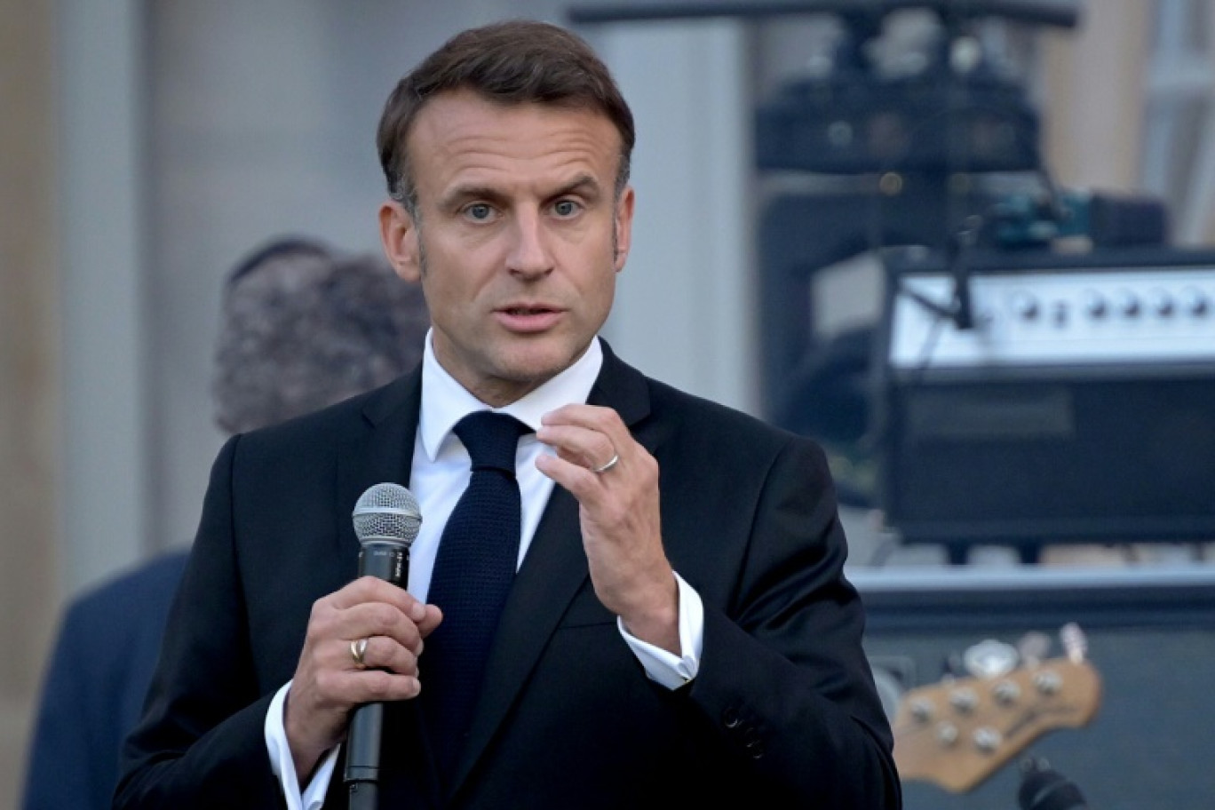 Emmanuel Macron à l'Elysée à Paris le 21 juin 2024 © Bertrand GUAY