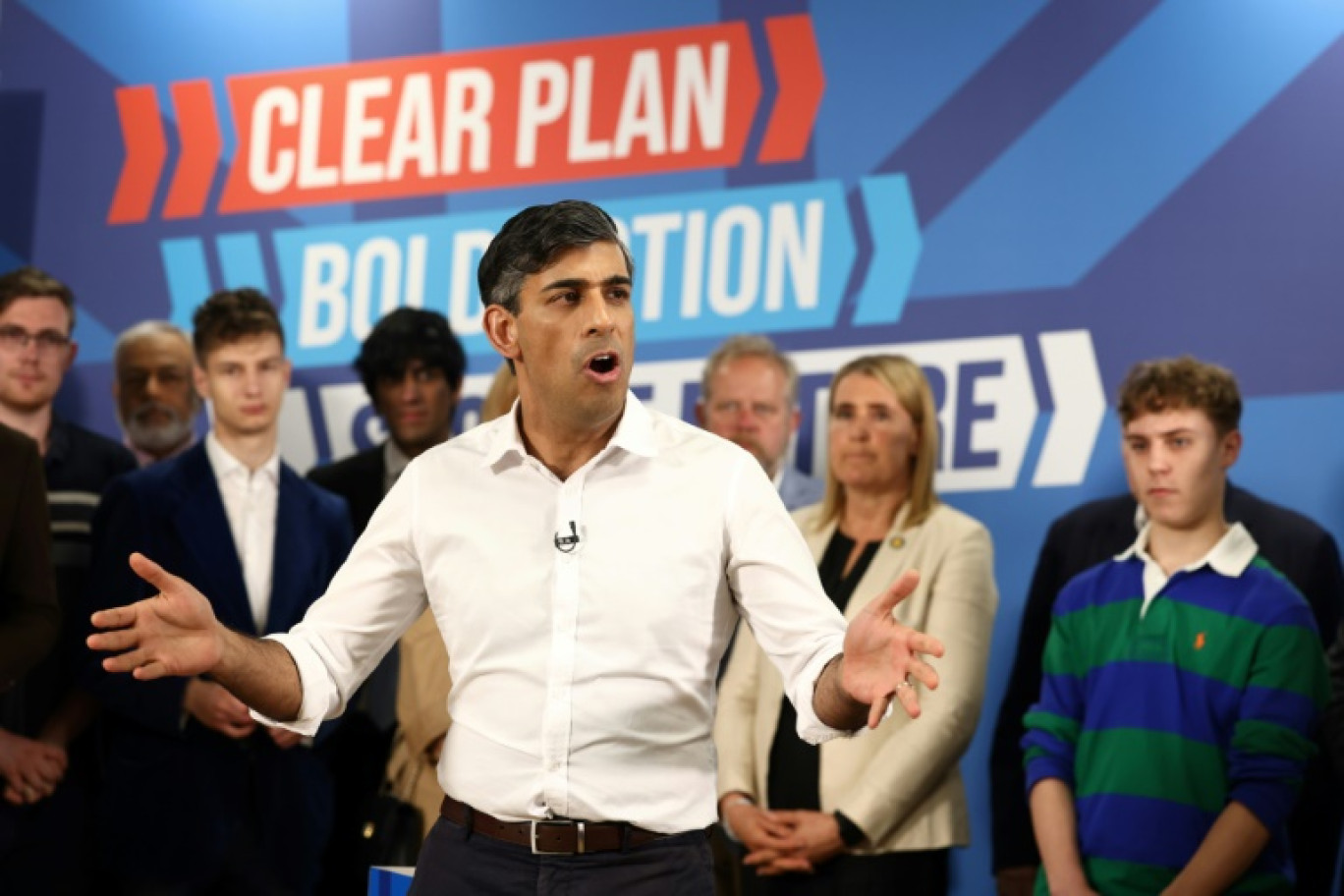 Le Premier ministre conservateur Rishi Sunak à Leeds, dans le nord de l'Angleterre, le 27 juin 2024 © Darren Staples