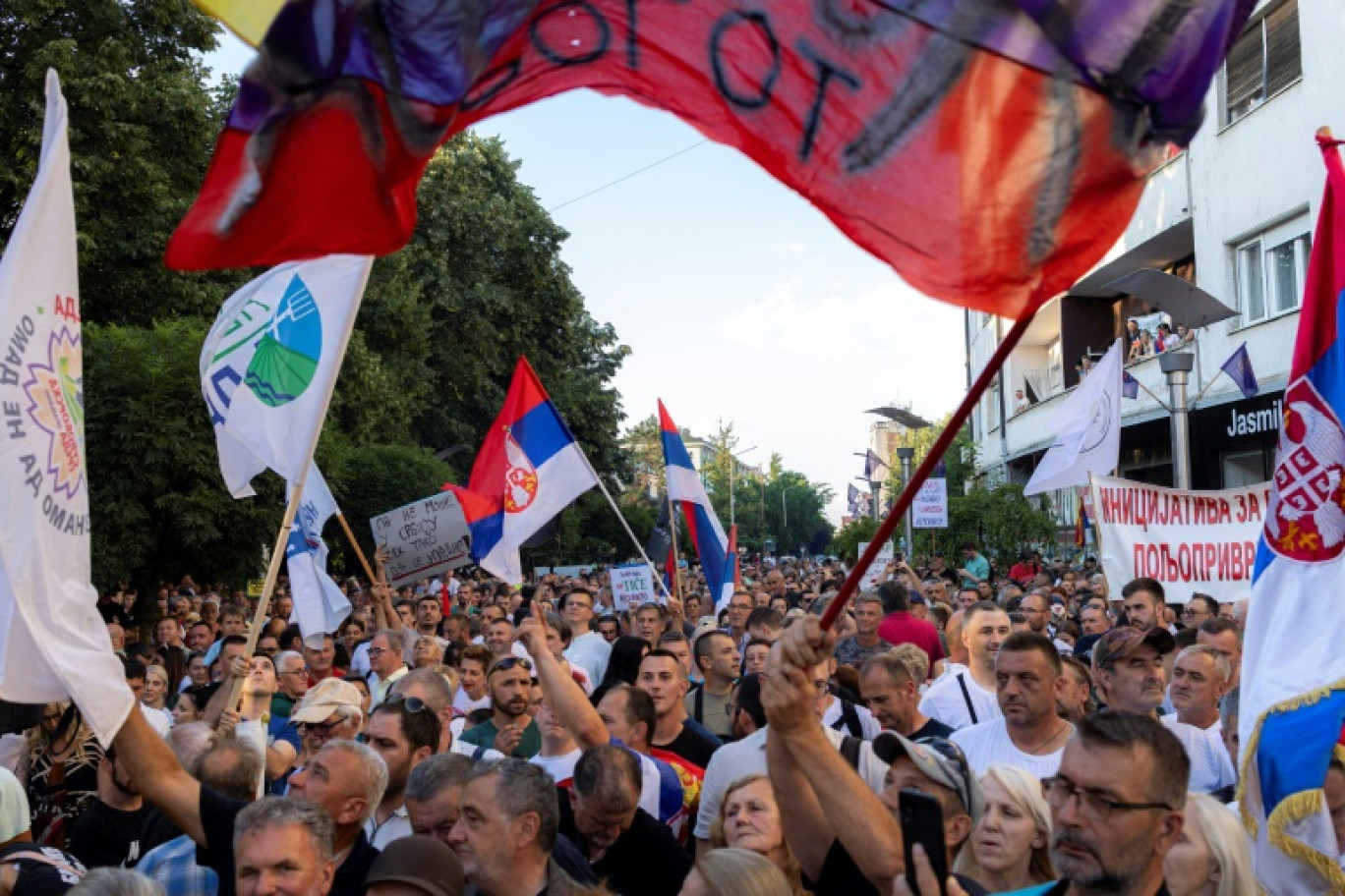 Manifestation contre l'ouverture d'une mine de lithium, le 28 juin 2024 à Loznica, dans l'ouest de la Serbie © Vladimir Zivojinovic