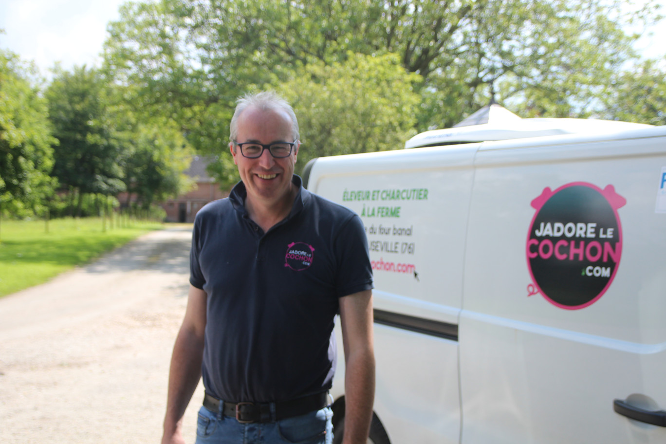 Avec sa marque J’adorelecochon.com Olivier Blondel s’est fait un ambassadeur de la viande de porc en Normandie. (© Aletheia Press / B.Delabre)