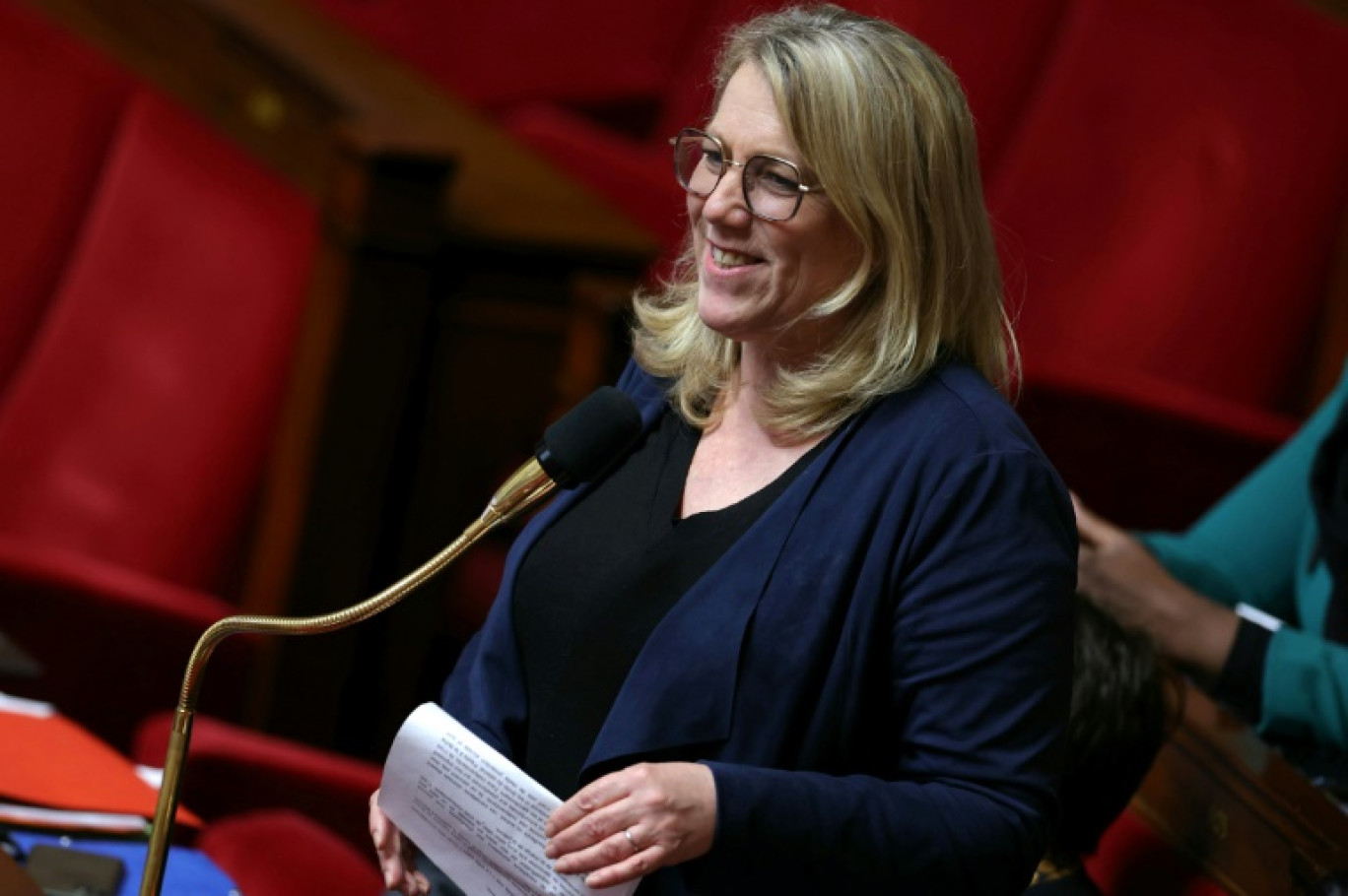 La députée ex-La France insoumise (LFI) Danielle Simonnet, à l'Assemblée nationale, à Paris, le 12 mars 2024 © Thomas SAMSON