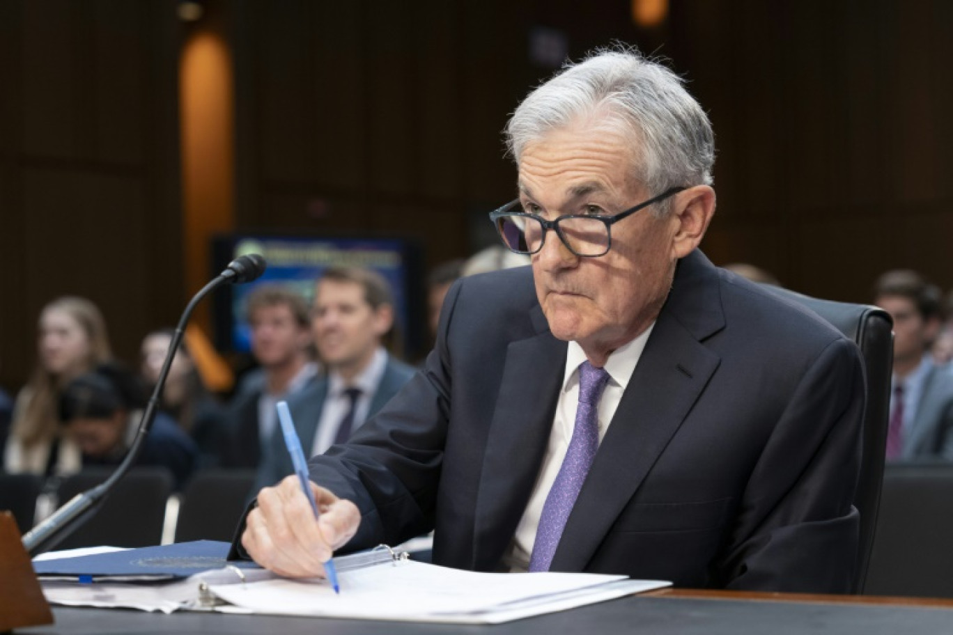 Le président de la Réserve fédérale (Fed), Jerome Powell, devant le Sénat américain, le 9 juillet 2024 à Washington © Chris Kleponis