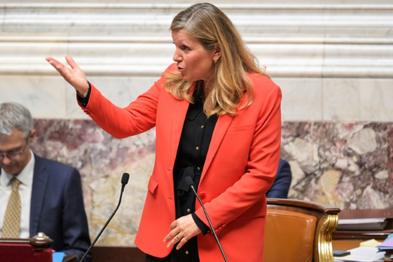 Yaël Braun-Pivet, réélue à la présidence de l'Assemblée nationale, le 18 juillet 2024 à Paris © Bertrand GUAY