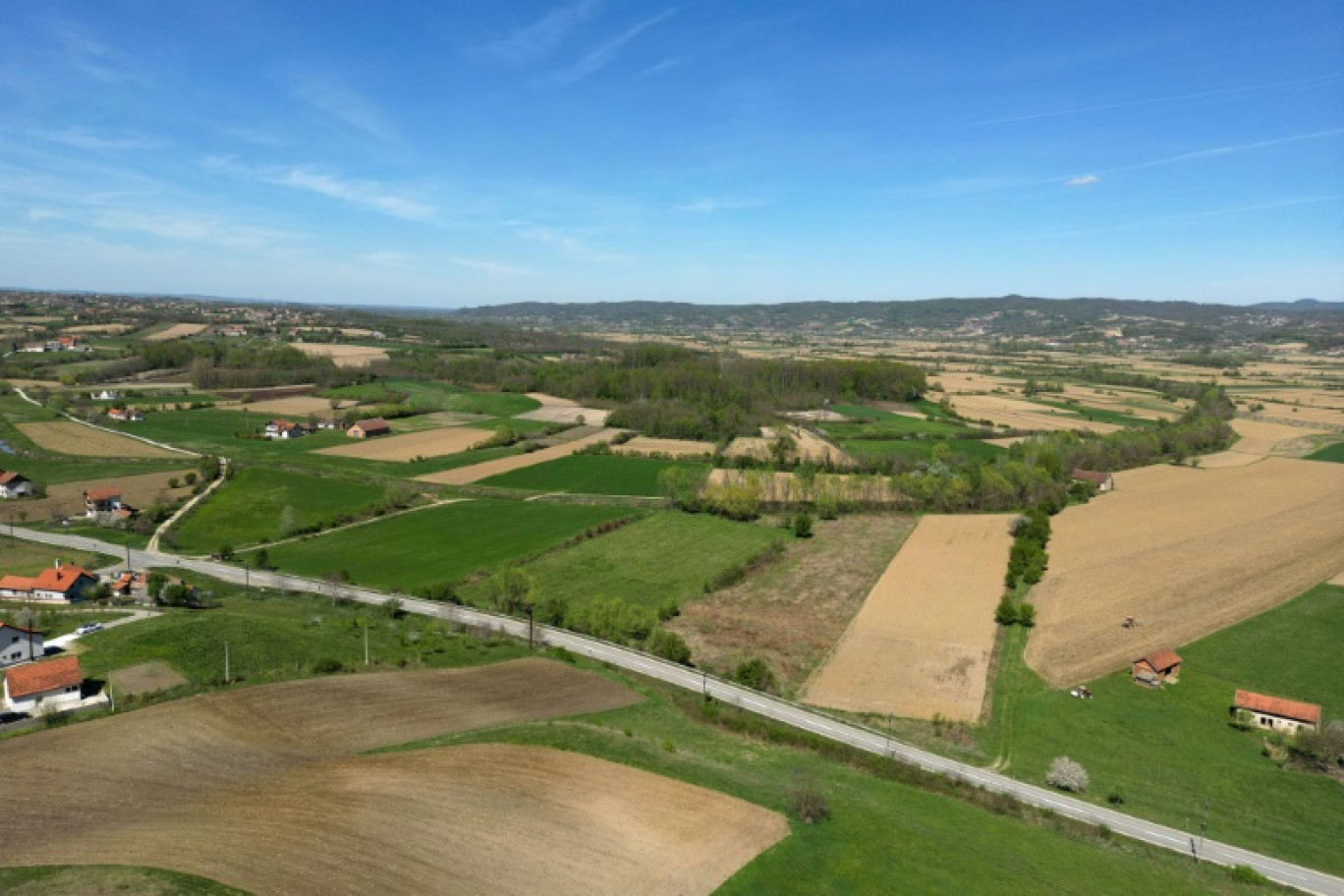 La vallée de Jadar près du village serbe de Gornje Nedeljice, près de Loznica, dans la zone du projet de mine de lithium Rio Tinto, le 5 avril 2024 © Andrej ISAKOVIC