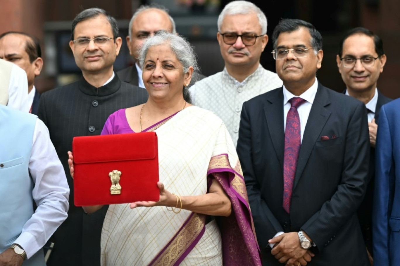 La ministre indienne des Finances, Nirmala Sitharaman, à New Delhi le 23 juillet 2024, juste avant la présentation du budget du pays au Parlement à New Delhi © Sajjad HUSSAIN