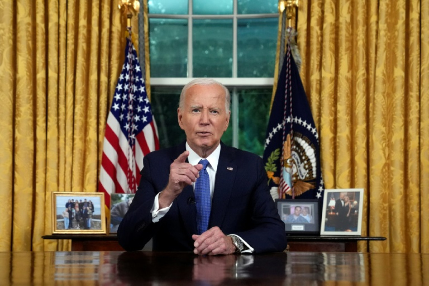 Le président Joe Biden lors d'une allocution à la nation depuis la Maison Blanche, le 24 juillet 2024 © Evan Vucci