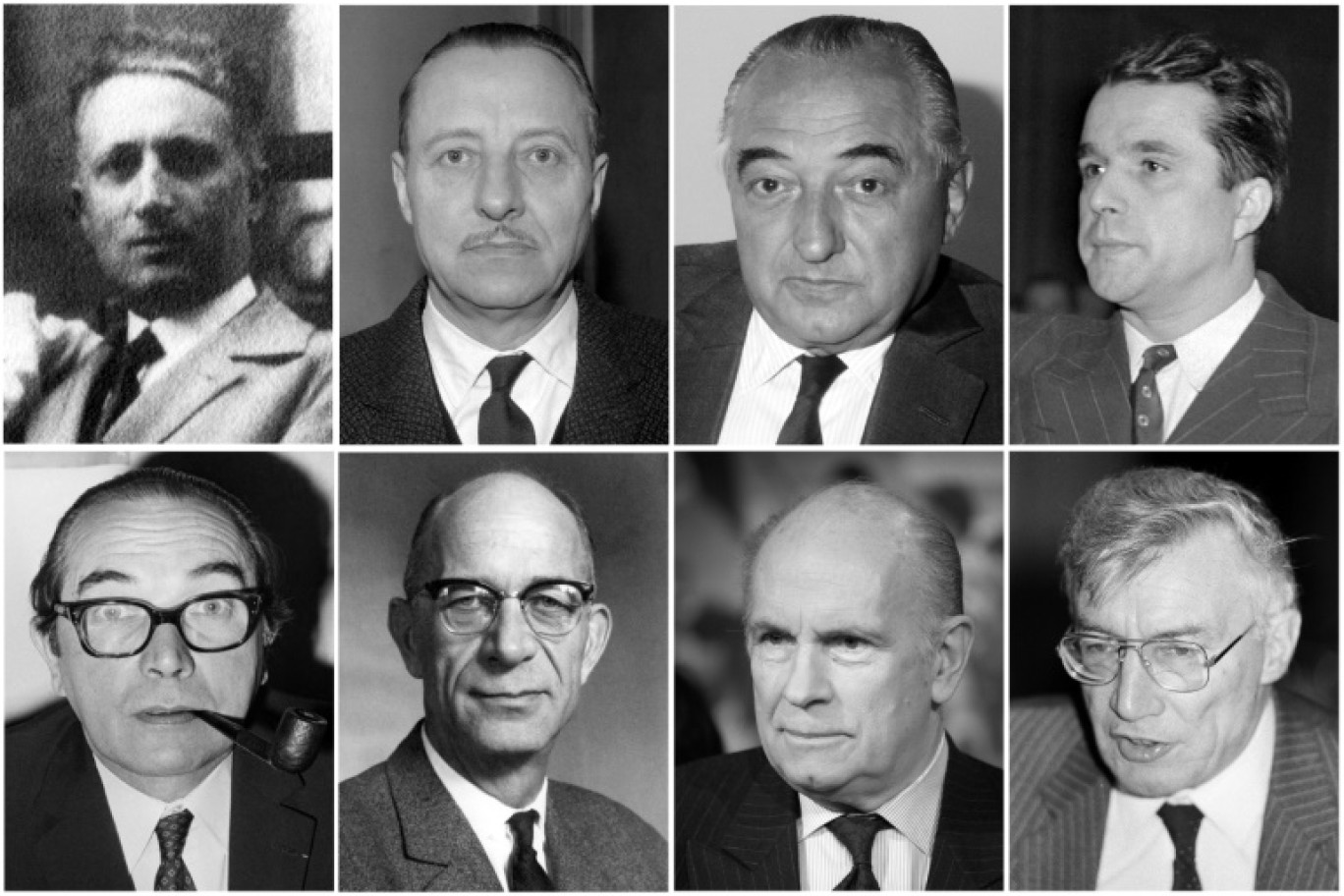 Le 20 août 1944 huit hommes donnent naissance à l'AFP (g-d): Claude Martial-Bourgeon, Basile Tesselin, Jean Lagrange, Pierre Courtade, Max Olivier-Lacamp, Vincent Latève, Gilles Martinet et Claude Roussel © -