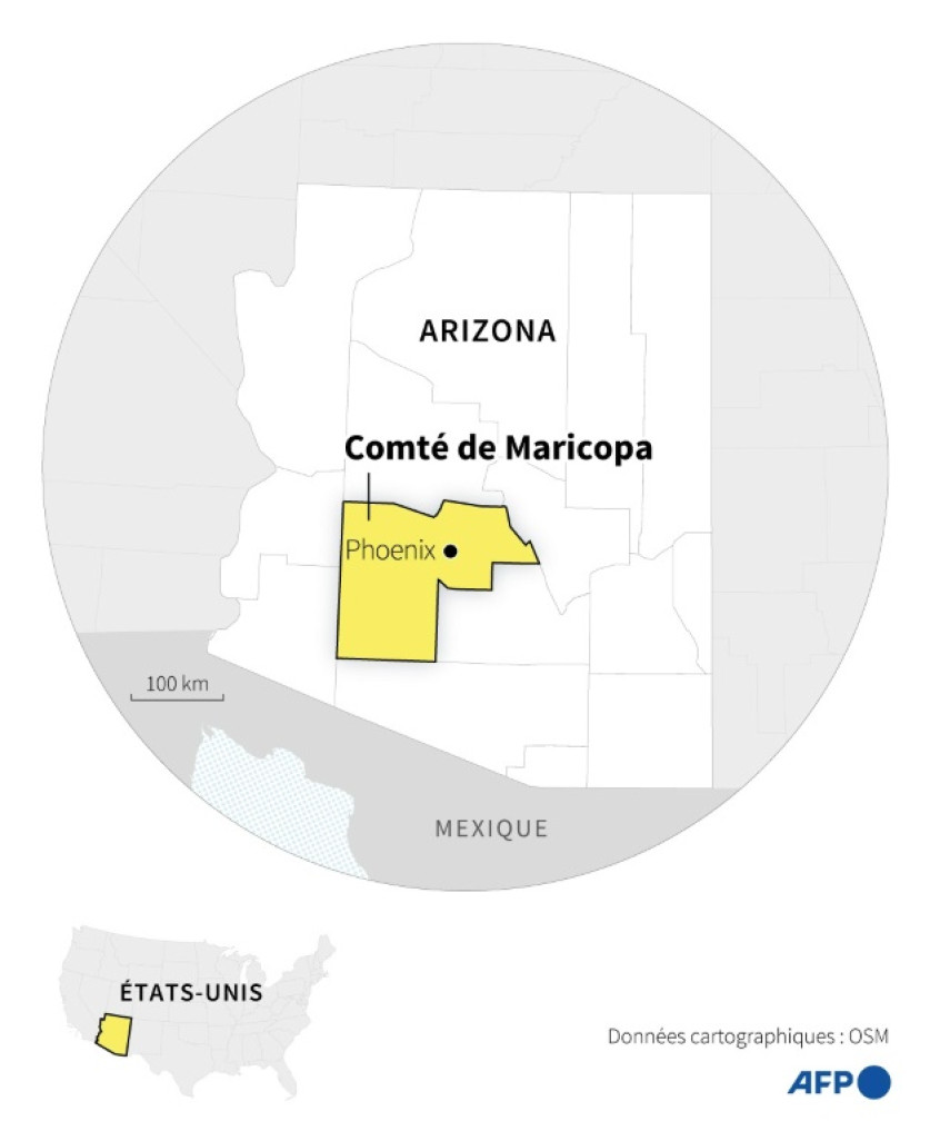 Carte localisant le comté de Maricopa dans l'Etat américain de l'Arizona © Corin FAIFE