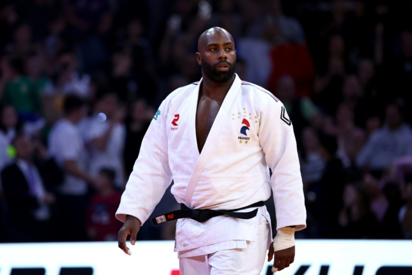 Le judoka français Teddy Riner lors de la finale du tournoi de Paris contre le Sud-Coréen Kim Min-jong, le 4 février 2024 © EMMANUEL DUNAND