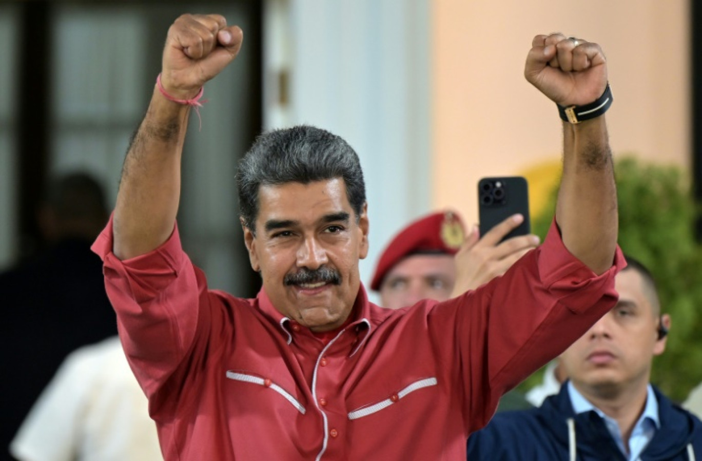 Le président vénézuélien Nicolas Maduro s'adresse à ses partisans, le 7 août 2024 à Caracas © Yuri CORTEZ