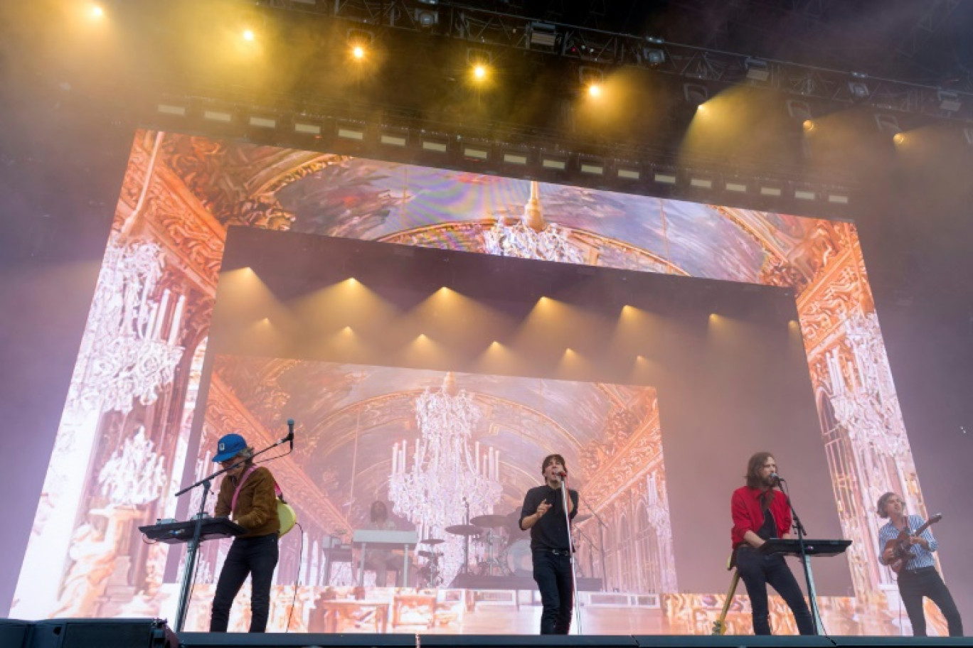 Le groupe français de musique électronique Phoenix sur scène pour la 33e édition des Eurockéennes de Belfort le 29 juin 2023 © Jean-Christophe VERHAEGEN