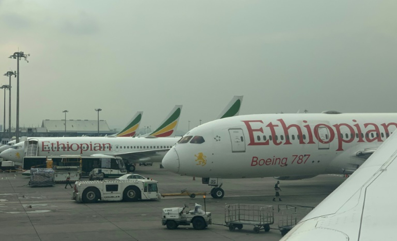 Des avions de la compagnie Ethiopian Airlines sur le tarmac de l'aéroport international de Bole, à Addis-Abeba, le 23 septembre 2023 © -