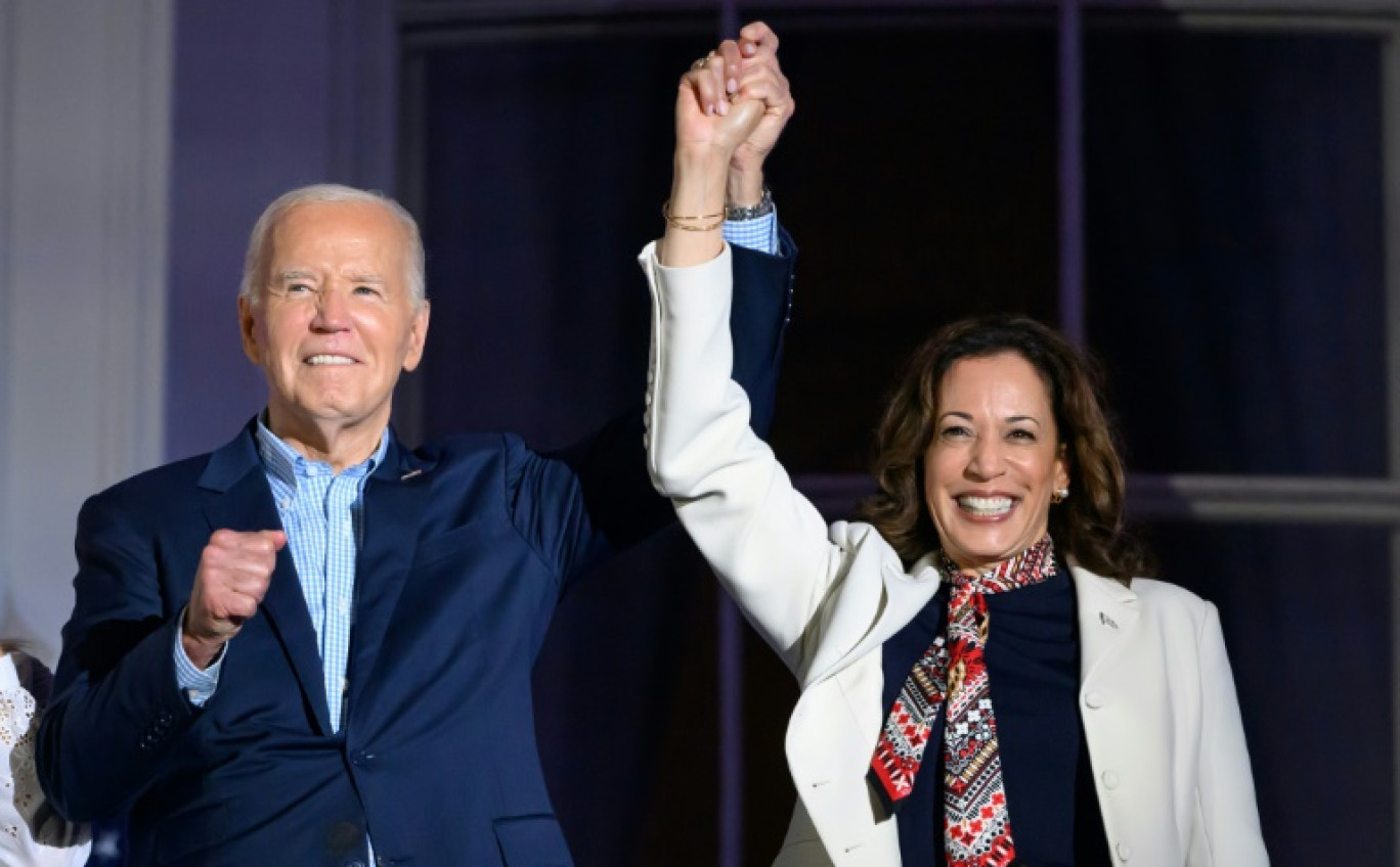 Le président américain  Joe Biden et la vice-présidente Kamala Harris le 4 juillet 2024 à la Maison Blanche © Mandel NGAN