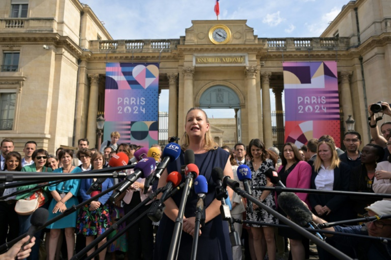 Mathilde Panot (LFI) s'exprime devant la presse le 9 juillet 2024 à Paris © Bertrand GUAY