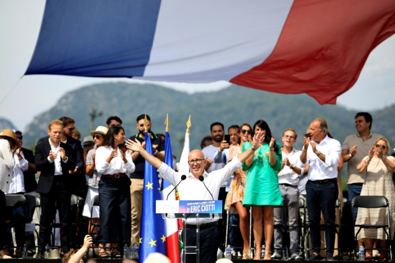 Eric Ciotti fait sa rentrée politique dans son fief de Levens (Alpes-Maritimes), le 31 août 2024 © Valery HACHE