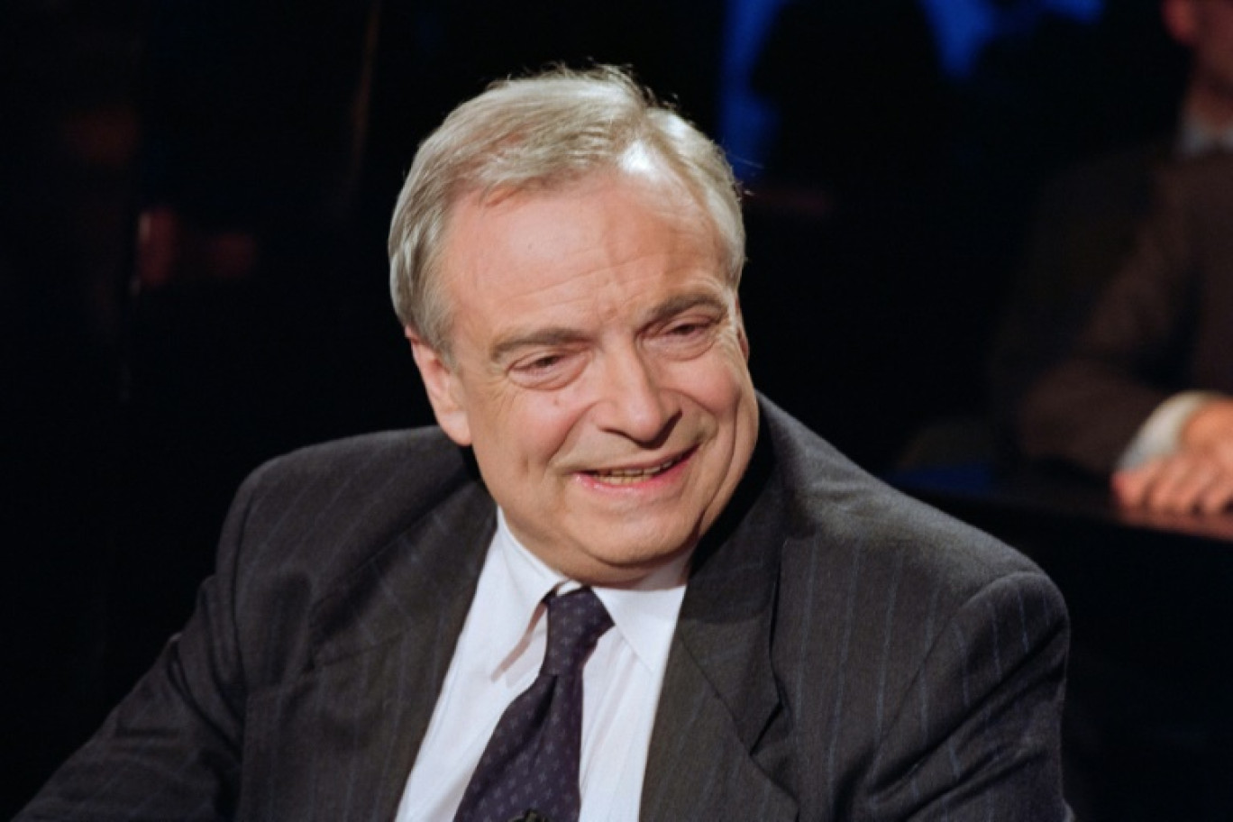 L'avocat Henri Leclerc, le 16 avril 1991 lors de l'émission "Les dossiers de l'écran" sur Antenne 2, à Paris © Frédéric HUGON