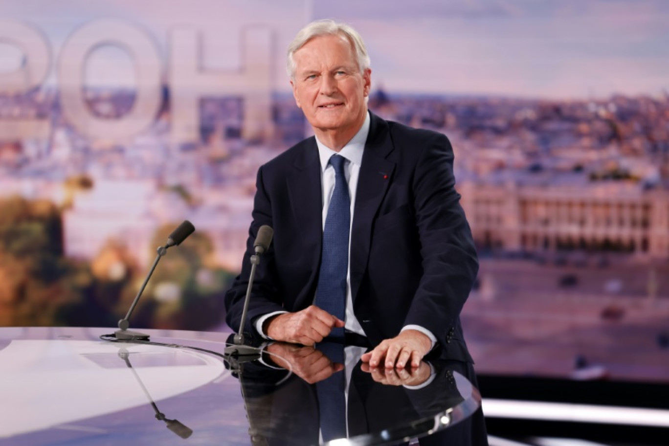 Le nouveau Premier ministre Michel Barnier sur le plateau de TF1, le 6 septembre 2024 © Ludovic MARIN