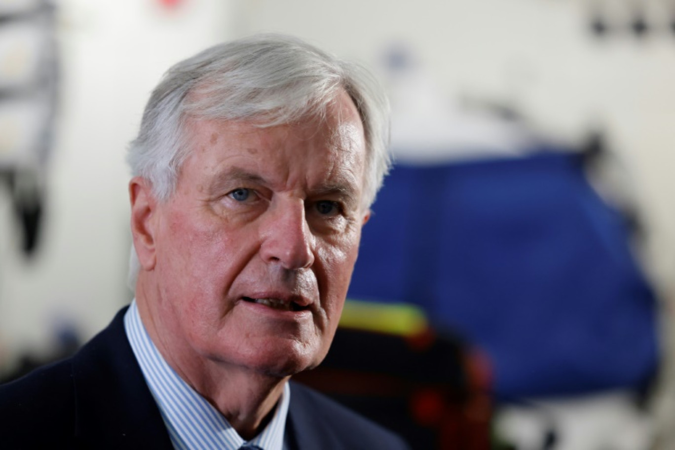 Le nouveau Premier ministre Michel Barnier au siège du SAMU de Paris, à l'hôpital Necker à Paris, pour sa première visite officielle depuis sa prise de fonction, le 7 septembre 2024 © Ludovic MARIN