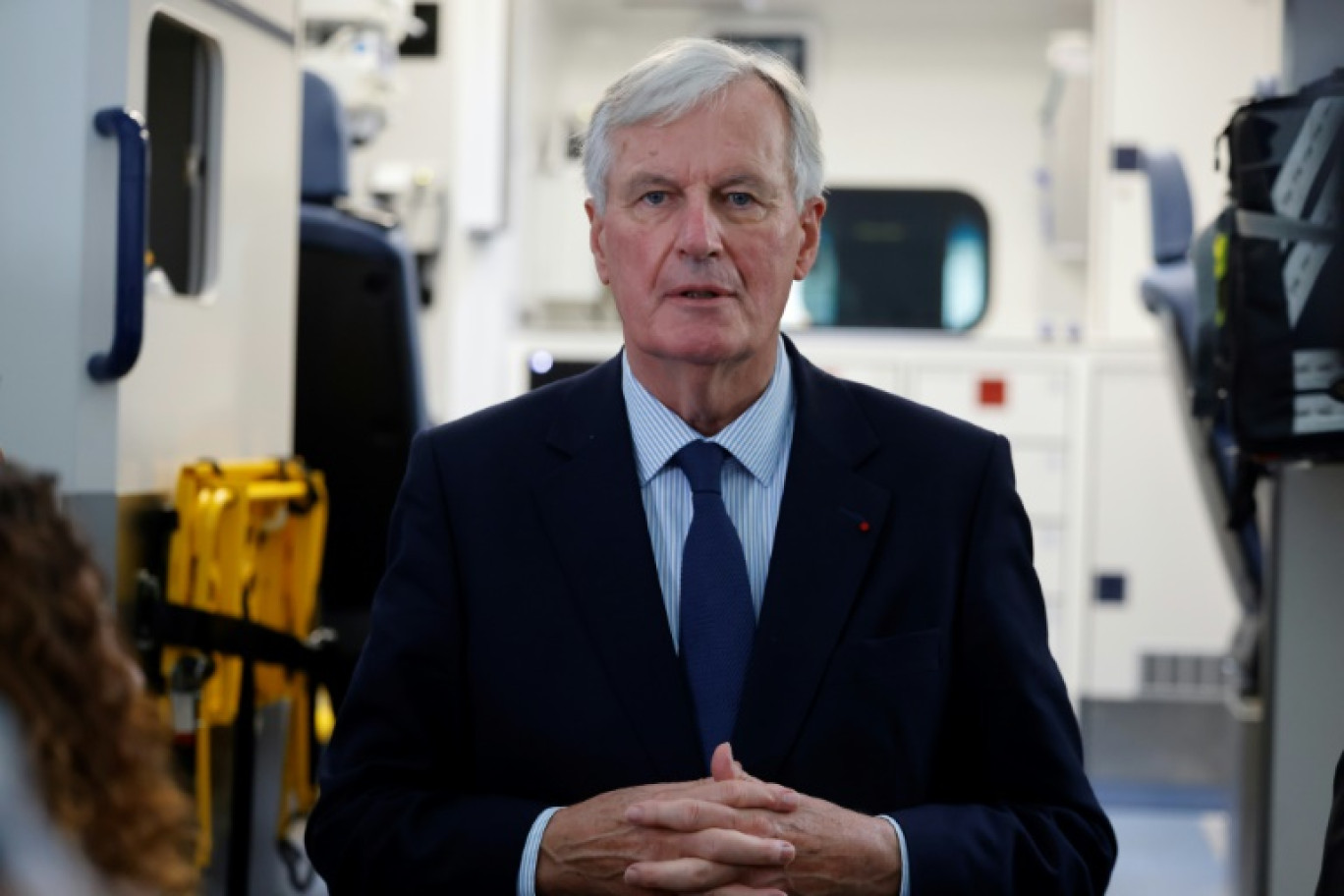 Le nouveau Premier ministre Michel Barnier, en visite au siège du SAMU de Paris à l'hôpital Necker, le 7 septembre 2024 © Ludovic MARIN