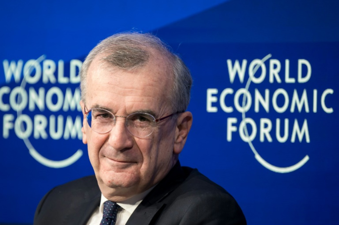 Le gouverneur de la Banque de France, François Villeroy de Galhau, au Forum économique mondial, à Davos (Suisse), le 16 janvier 2024 © Fabrice COFFRINI