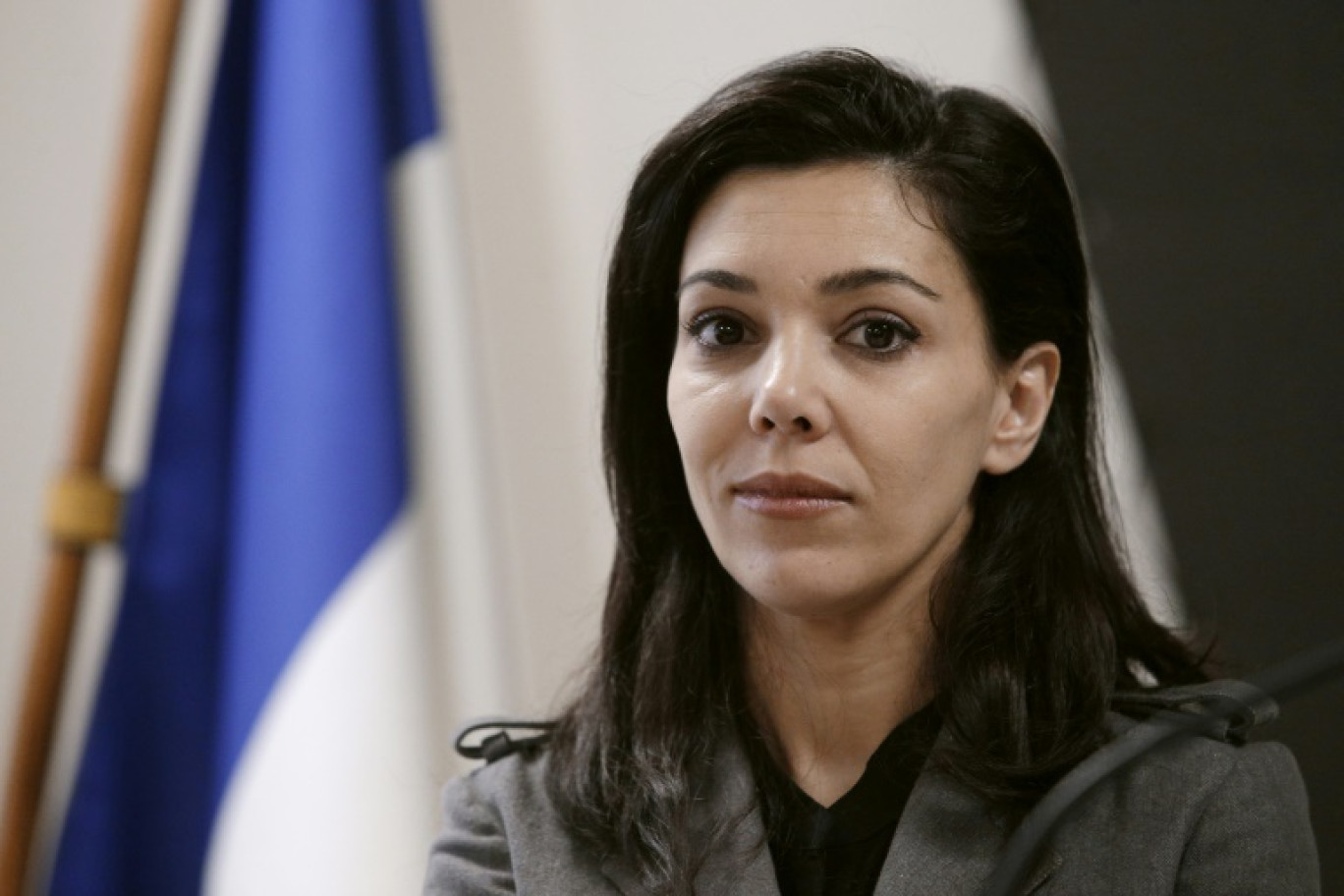 Sophia Chikirou  prise en photo lors d'une conférence de presse le 25 janvier 2017 à l'occasion de la campagne présidentielle © GEOFFROY VAN DER HASSELT