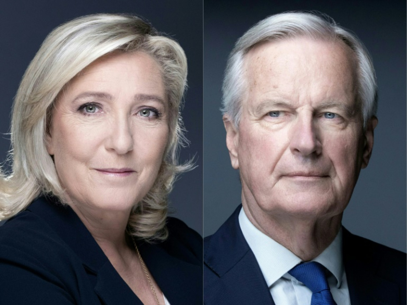 Montage photos du 25 septembre 2024 de Marine Le Pen (g) et du Premier ministre Michel Barnier © JOEL SAGET