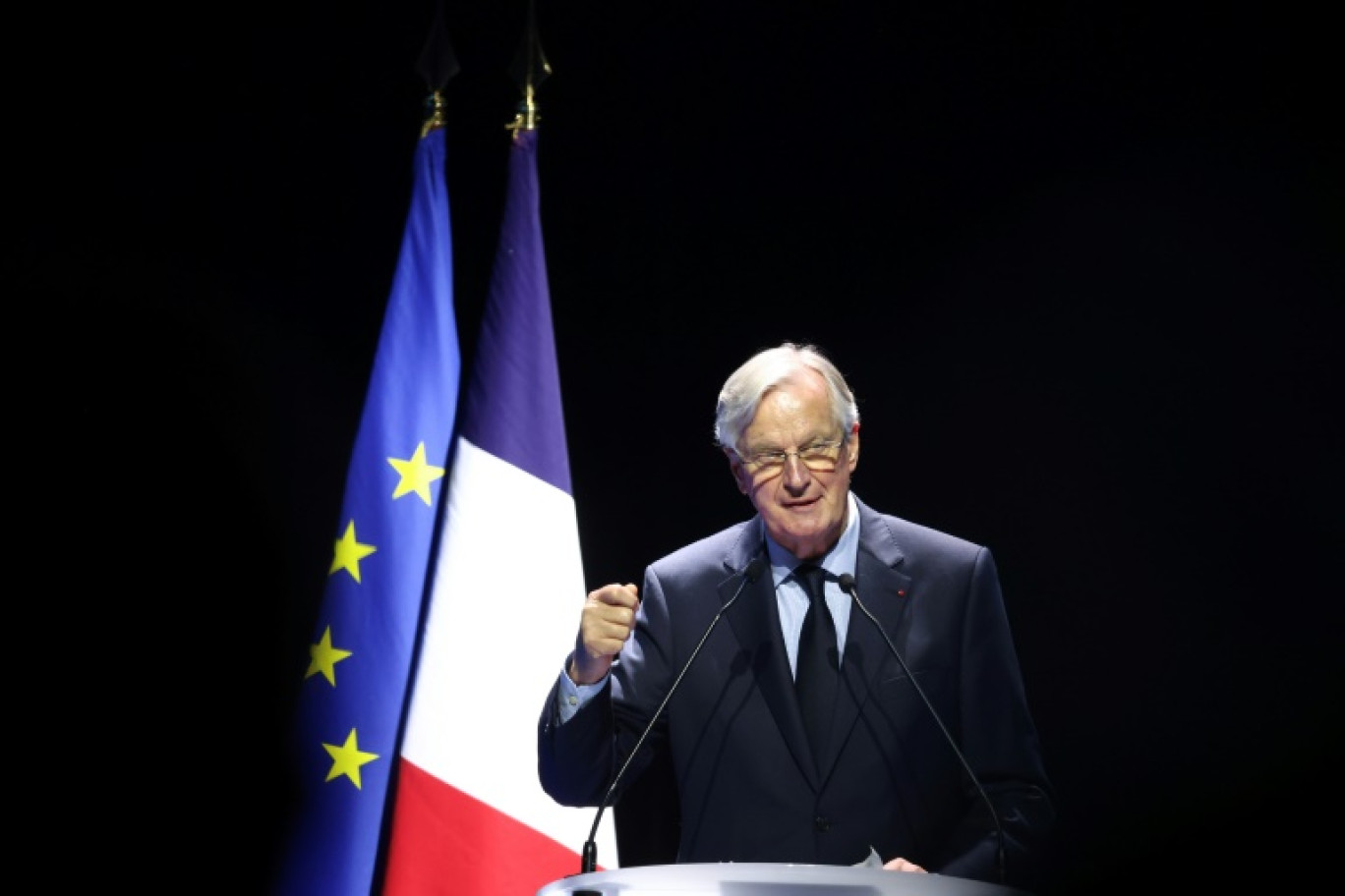 Le Premier ministre Michel Barnier au congrès des sapeurs-pompiers de France le 28 septembre 2024 à Mâcon © Alex MARTIN