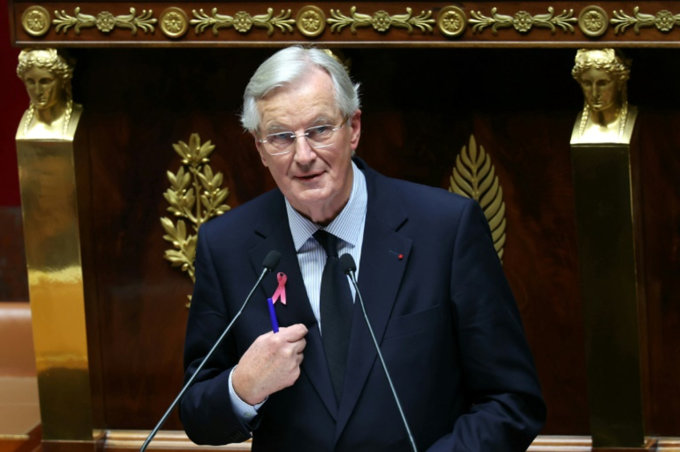 Le Premier ministre Michel Barnier prononce sa déclaration de politique générale à l'Assemblée nationale à Paris, le 1er octobre 2024 © ALAIN JOCARD