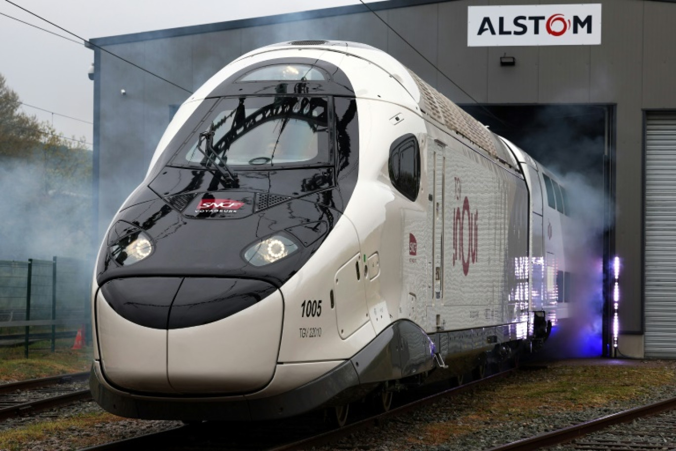 Le nouveau modèle TGV M fabriqué par Alstom, photographié dans l'usine du groupe à Belfort, dans l'est de la France, le 29 avril 2024 © FREDERICK FLORIN