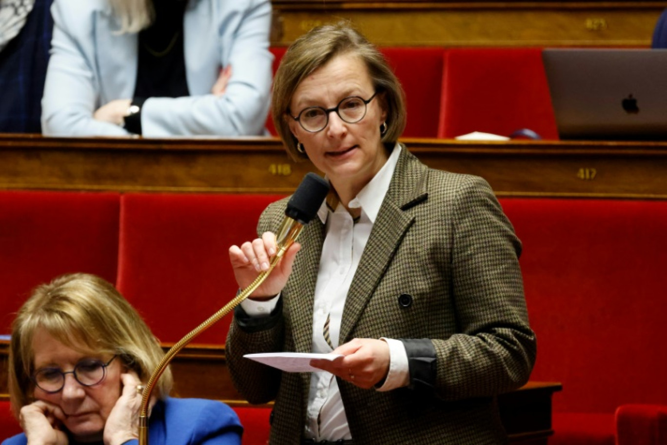 La députée Stella Dupont à l'Assemblée nationale à Paris, le 14 février 2023 © Ludovic MARIN