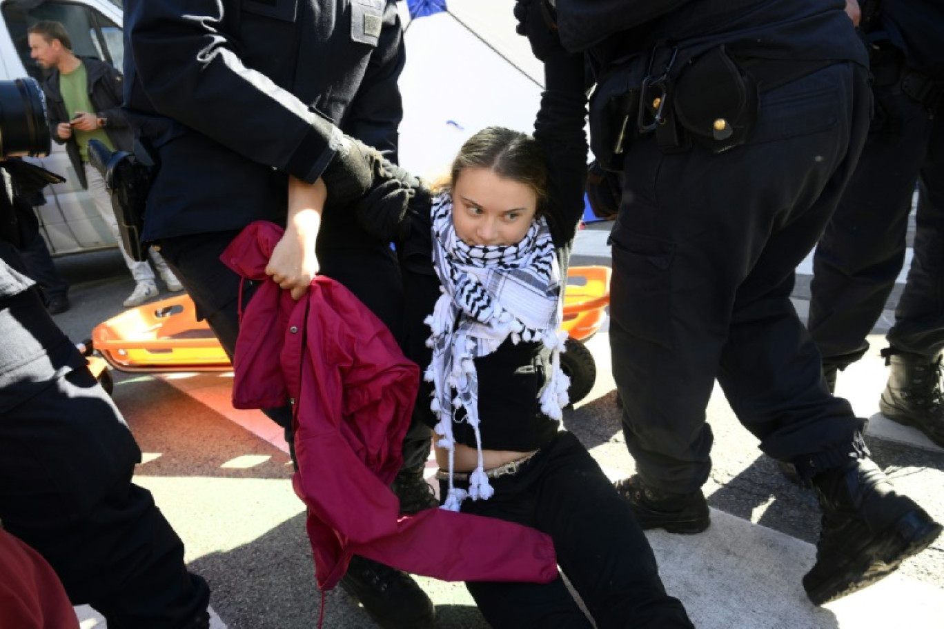 Swedish climate activist Greta Thunberg was detained during a protest against fossil fuel subsidies in Brussels © JOHN THYS