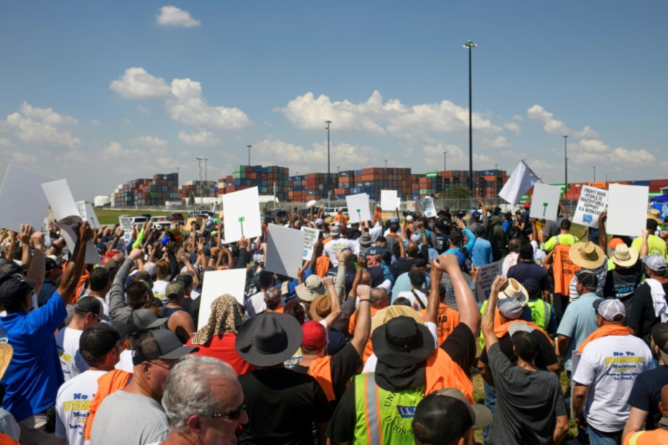 Manifestation de dockers à Seabrook (Texas), le 1er octobre 2024 © Mark Felix