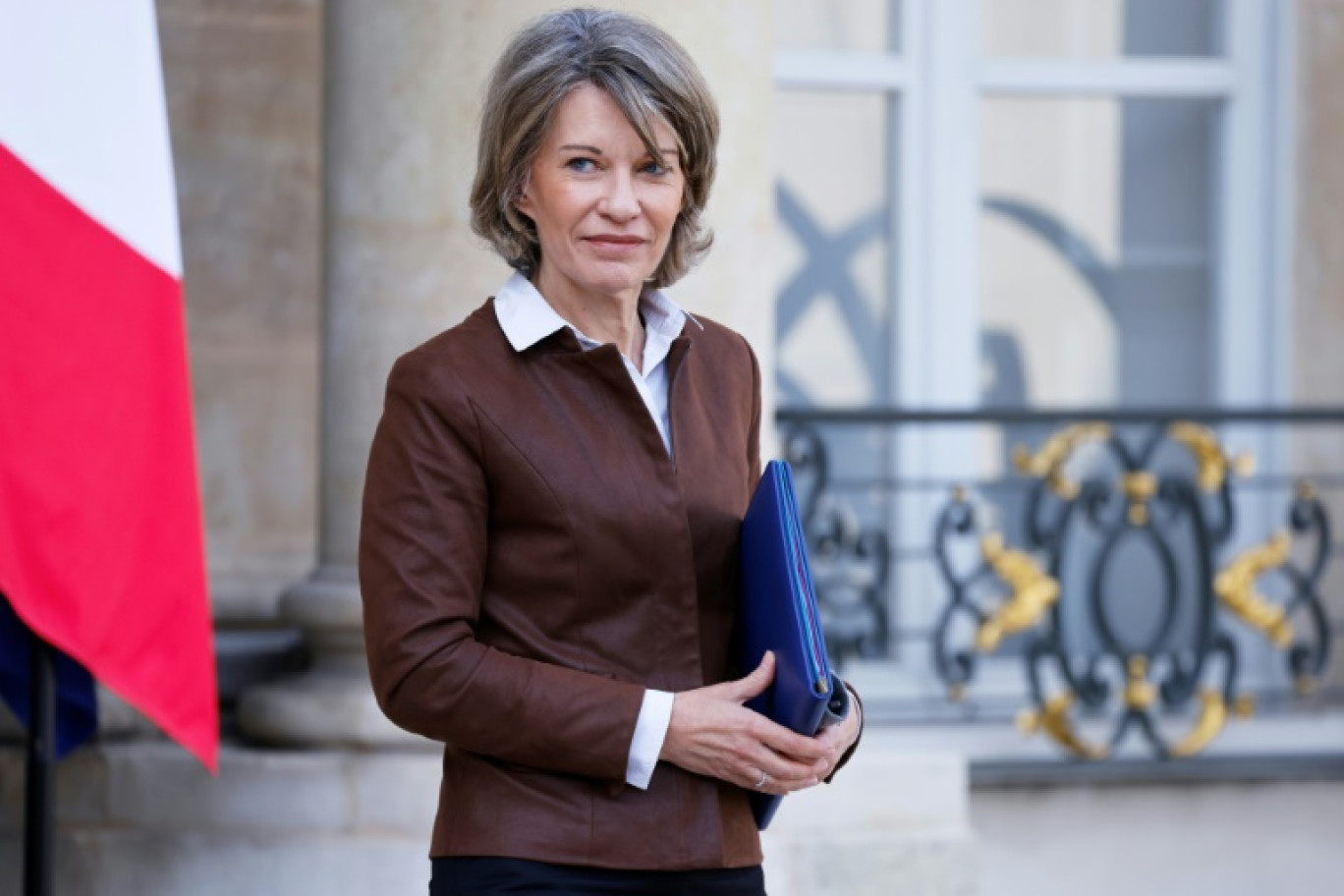 Anne Genetet, la ministre de l'Education nationale, quittant le Conseil des ministres à l'Elysée, Paris, le 1e octobre 2024 © Ludovic MARIN