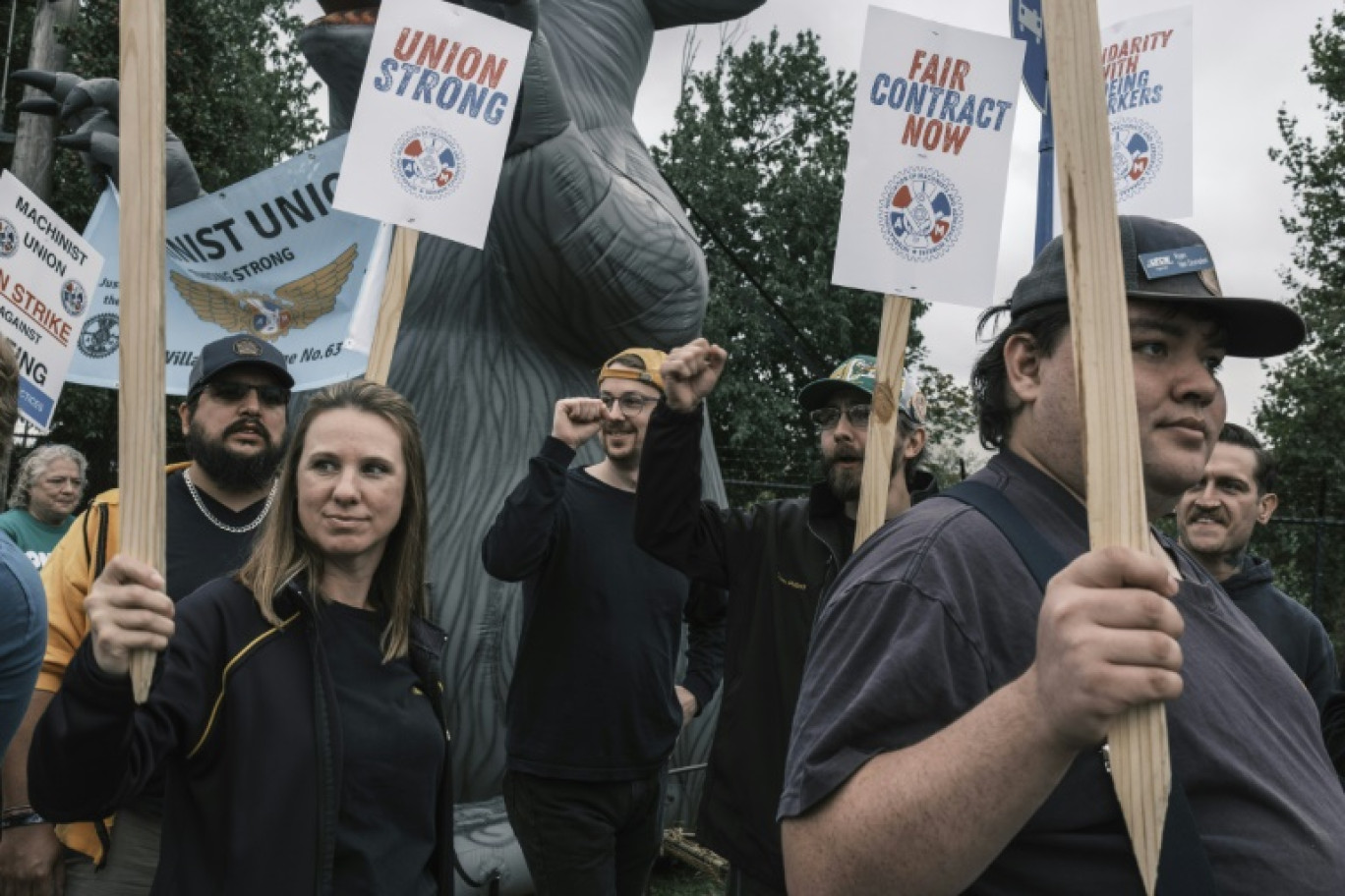 Des employés de Boeing en grève, à Portland, dans l'Oregon, le 19 septembre 2024 © Jordan GALE