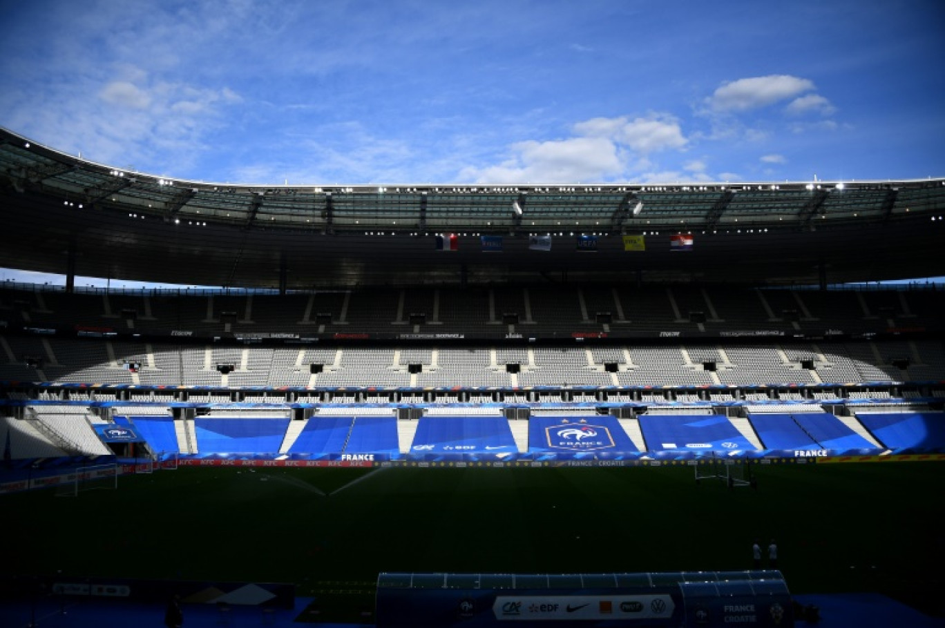 Le match de Ligue des nations opposant l'équipe de France à celle d'Israël, programmé le 14 novembre, se déroulera au Stade de France et "sera bien évidemment ouvert au public", a annoncé le préfet de police Laurent Nuñez le 15 octobre 2024 © FRANCK FIFE