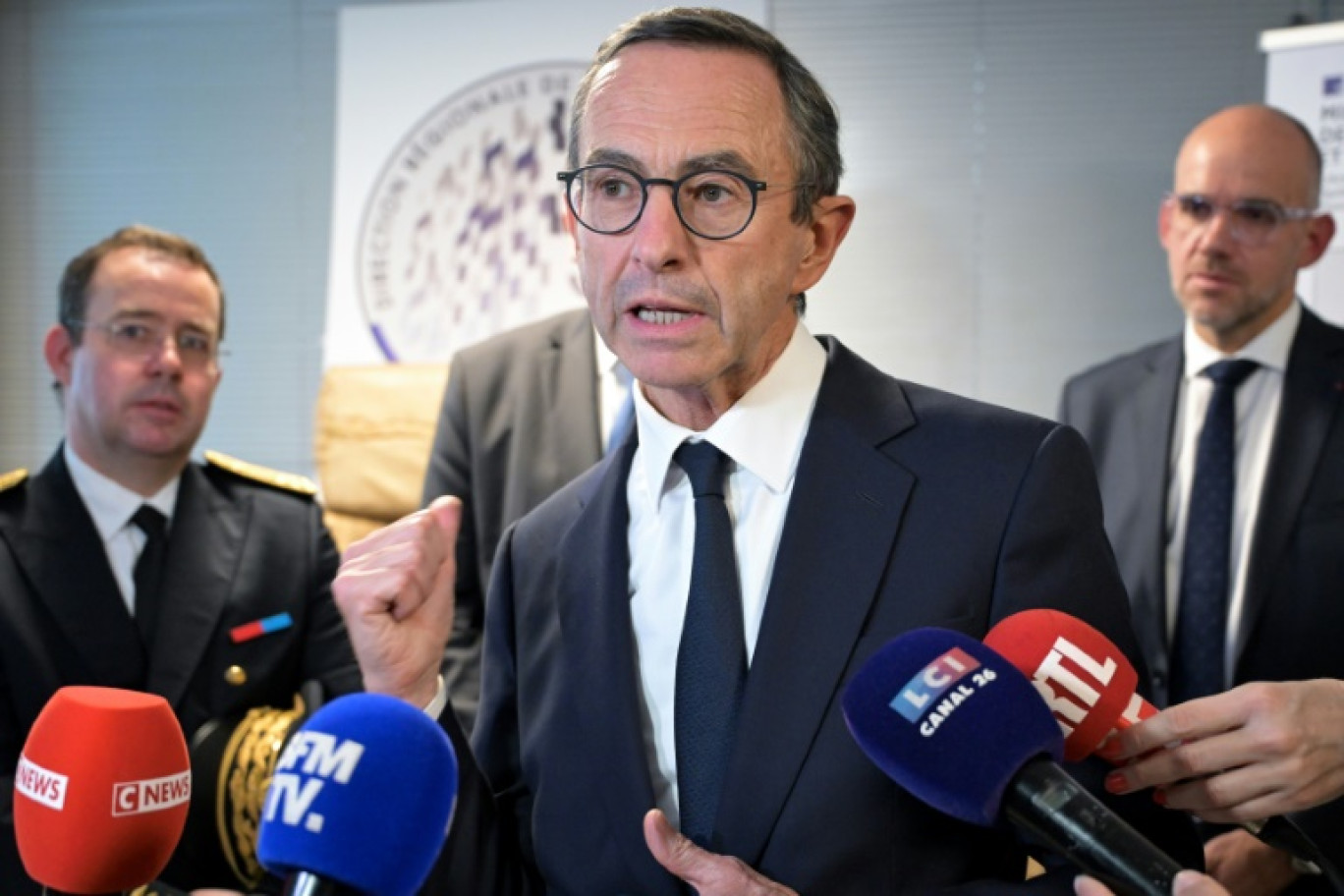 Le ministre de l'Intérieur Bruno Retailleau au SDPJ de Nanterre, le 15 octobre 2024 © Bertrand GUAY