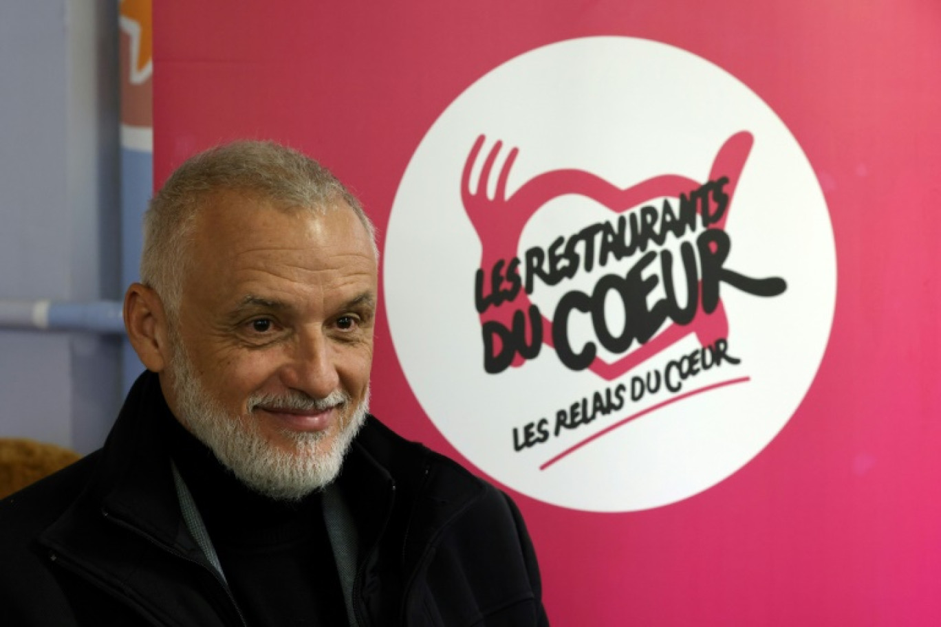 Le président des Restos du Coeur Patrice Douret lors du lancement de la 39e campagne d'hiver de l'association, le 21 novembre 2023 à Asnières-sur-Seine, près de Paris © Geoffroy Van der Hasselt